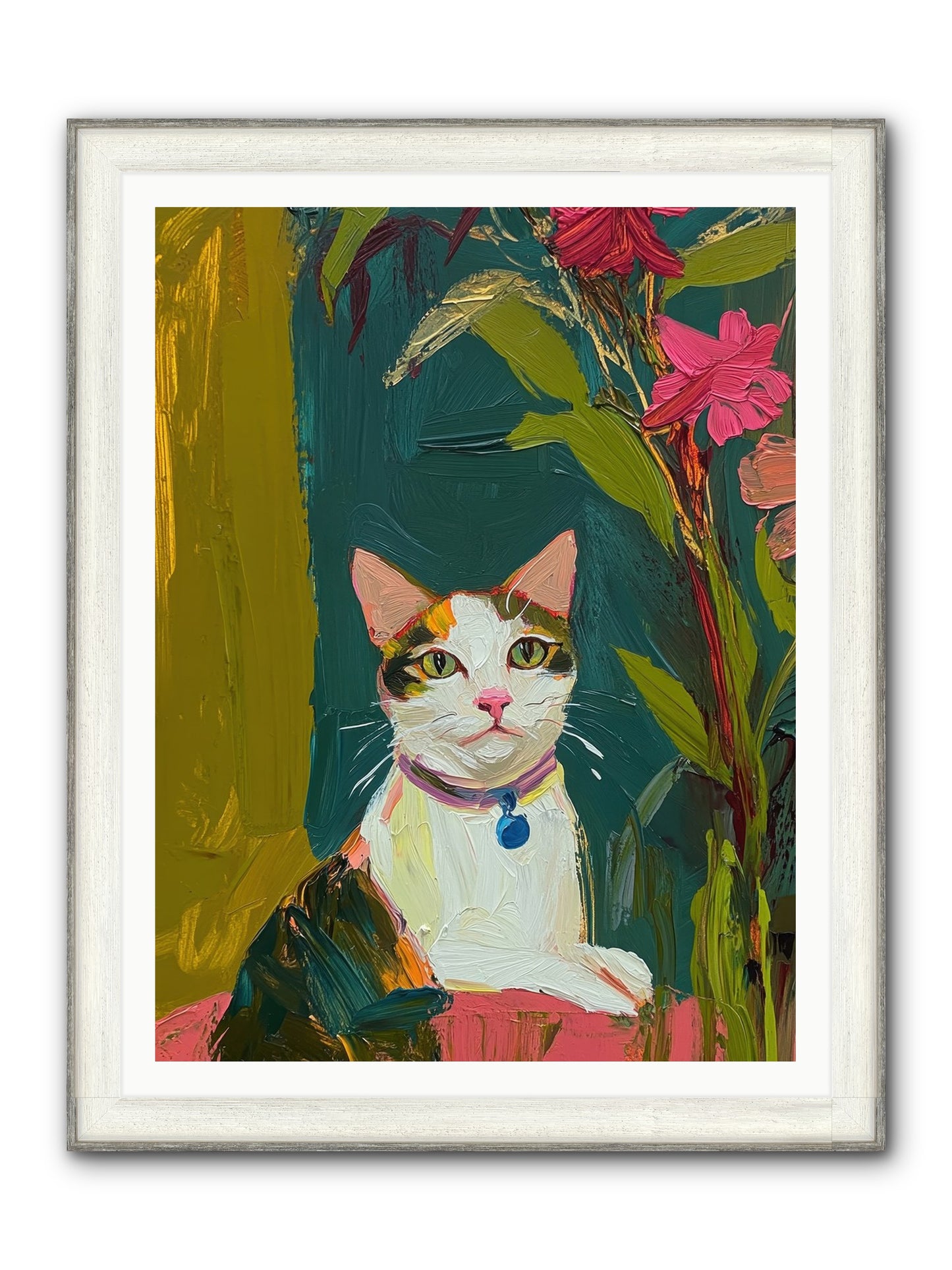 Windowsill Guardian Framed Print - Driftwood White 36x48