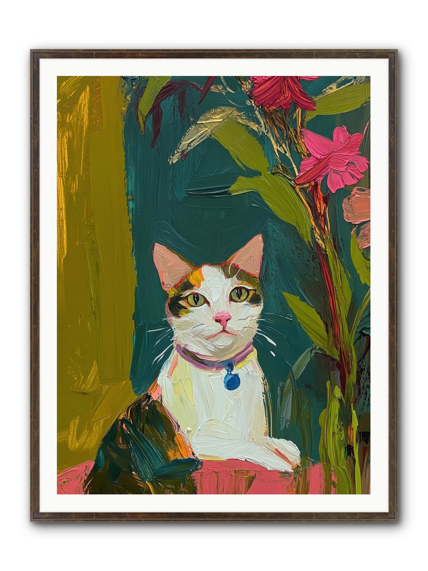 Windowsill Guardian Framed Print - Slimwoods Black/Gold 36x48
