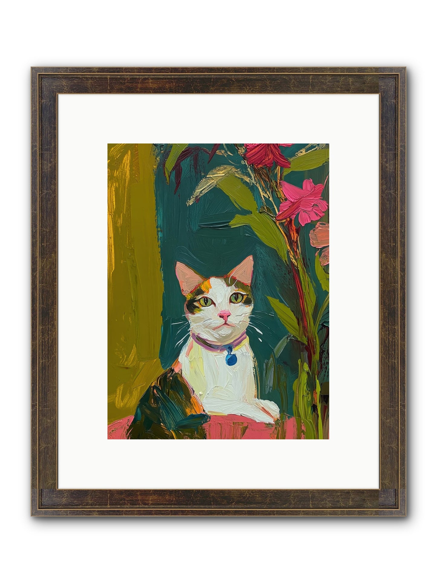 Windowsill Guardian Framed Print - Slimwoods Black/Gold 9x12