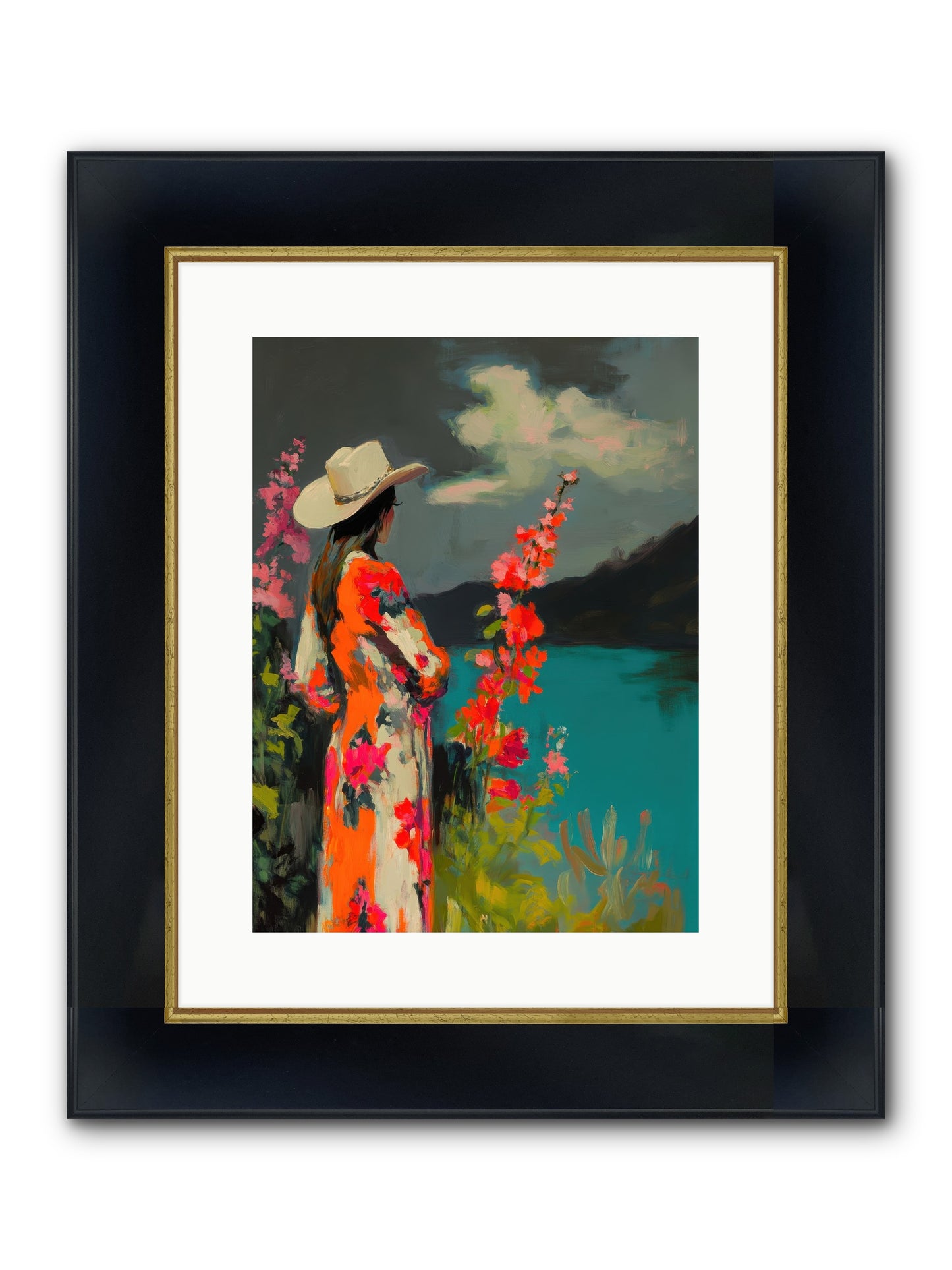 Windswept Legend Framed Print - Wide Black w/Gold 12x16