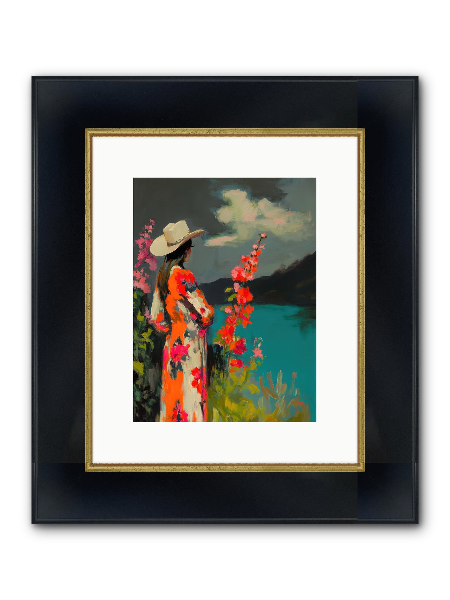 Windswept Legend Framed Print - Wide Black w/Gold 9x12