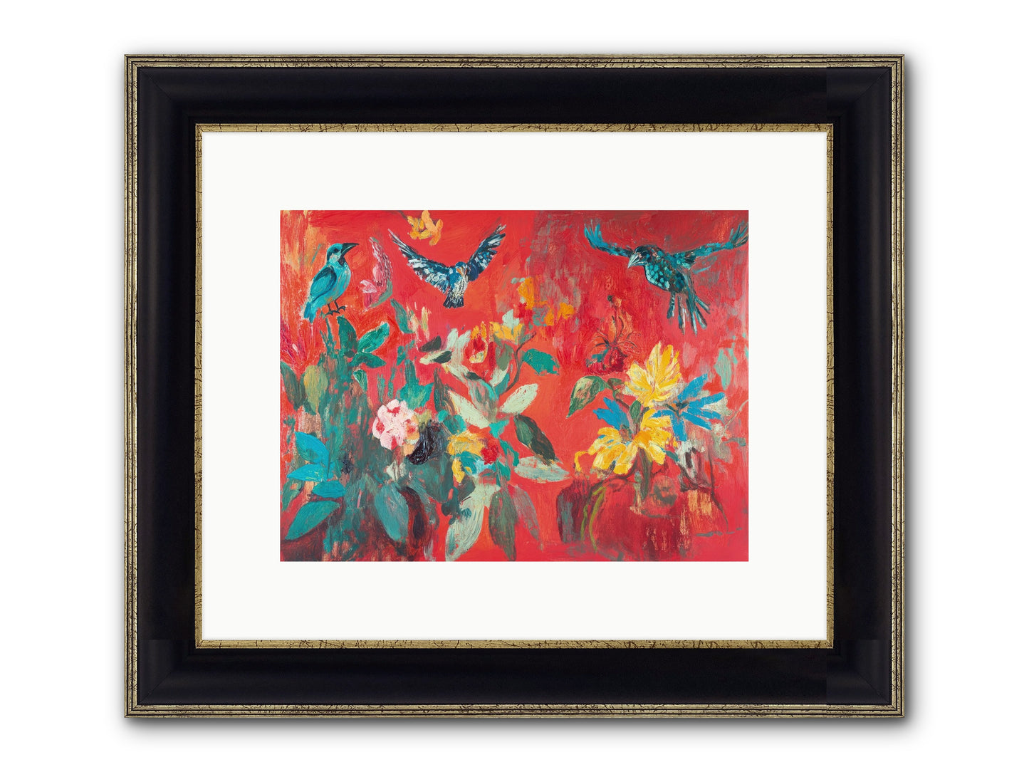 Wing & Bloom Framed Print - Black & Gold 12x9