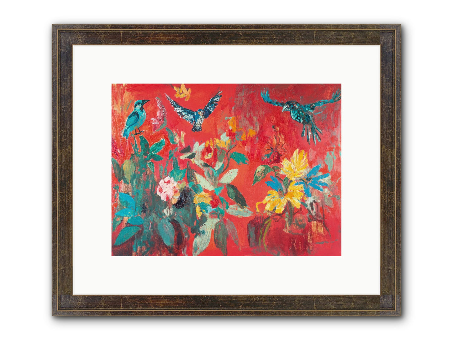 Wing & Bloom Framed Print - Slimwoods Black/Gold 12x9