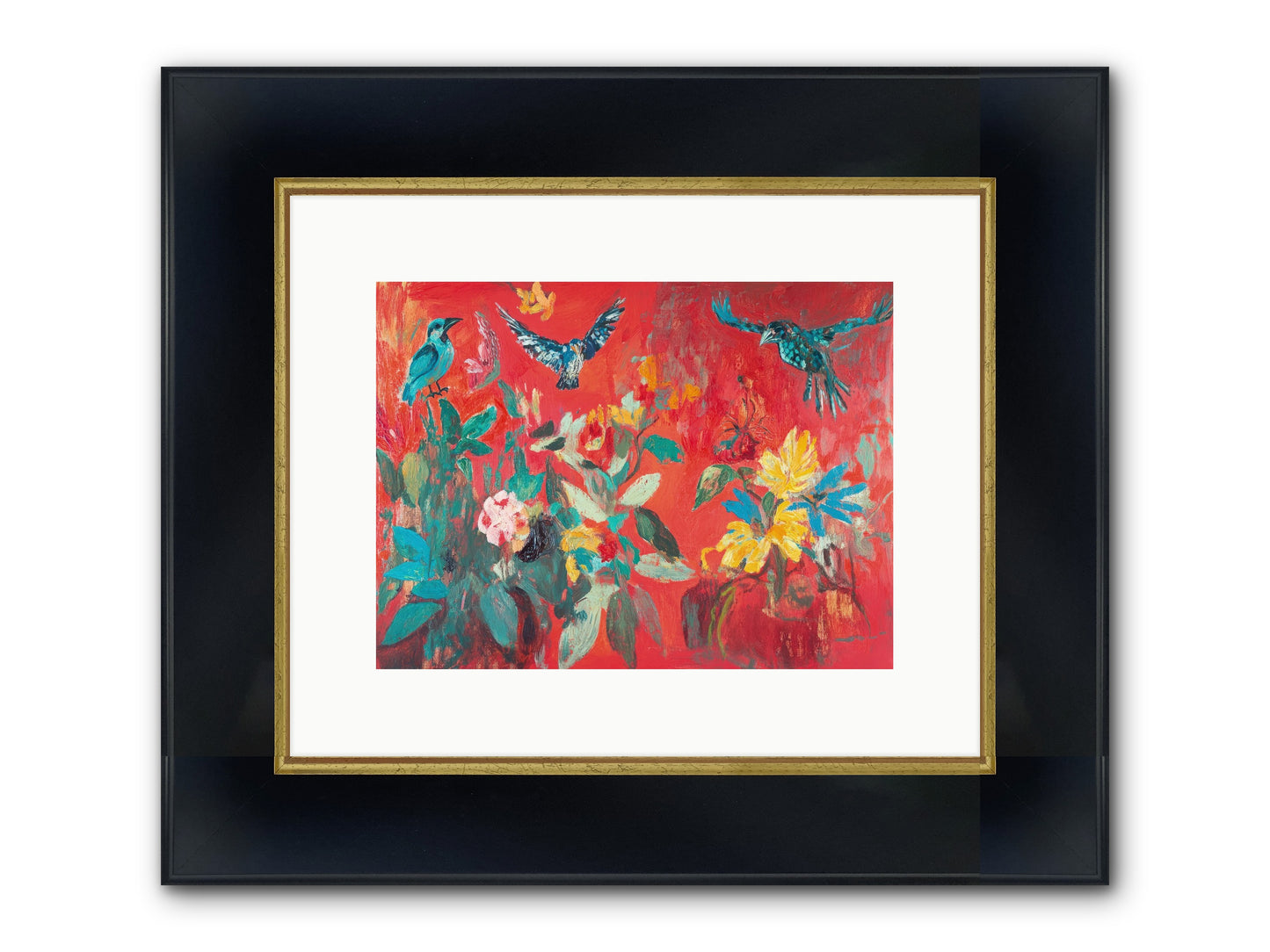 Wing & Bloom Framed Print - Wide Black w/Gold 12x9