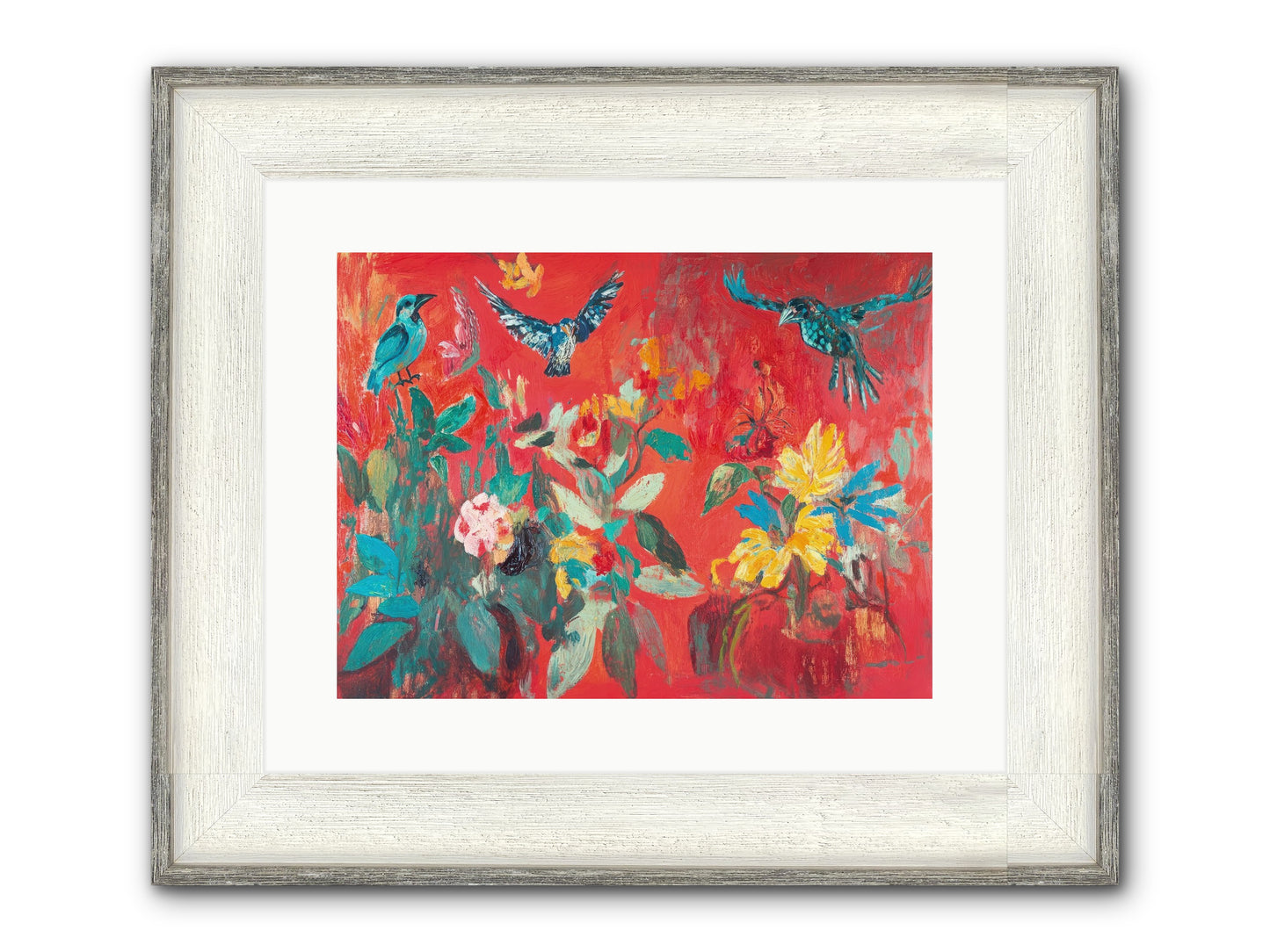 Wing & Bloom Framed Print - Driftwood White 16x12