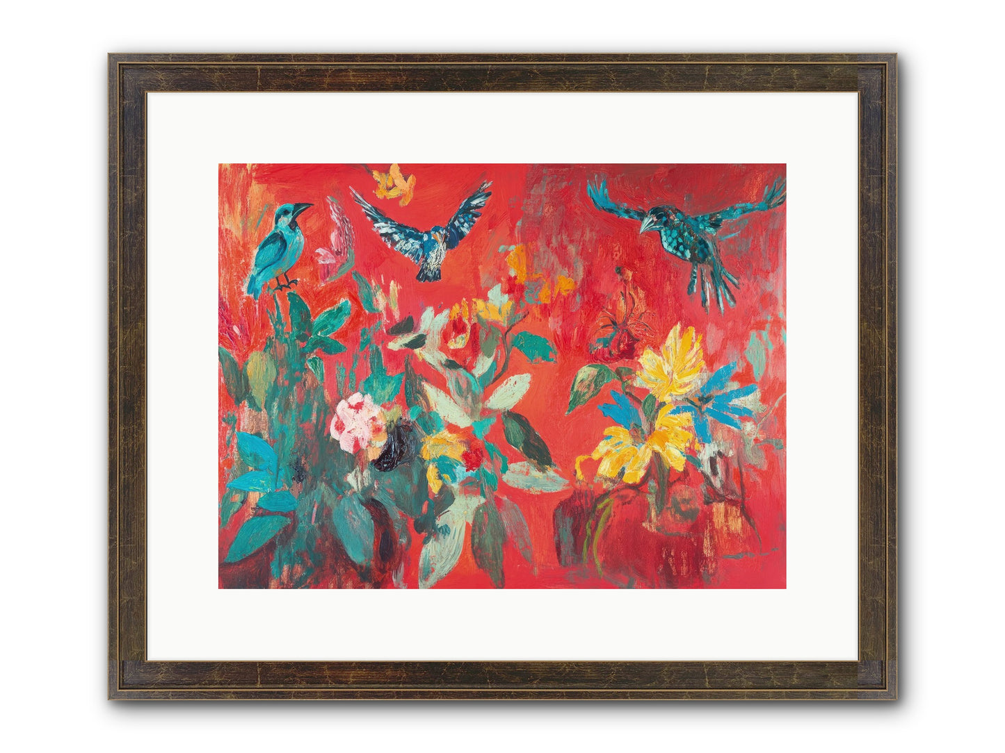 Wing & Bloom Framed Print - Slimwoods Black/Gold 16x12