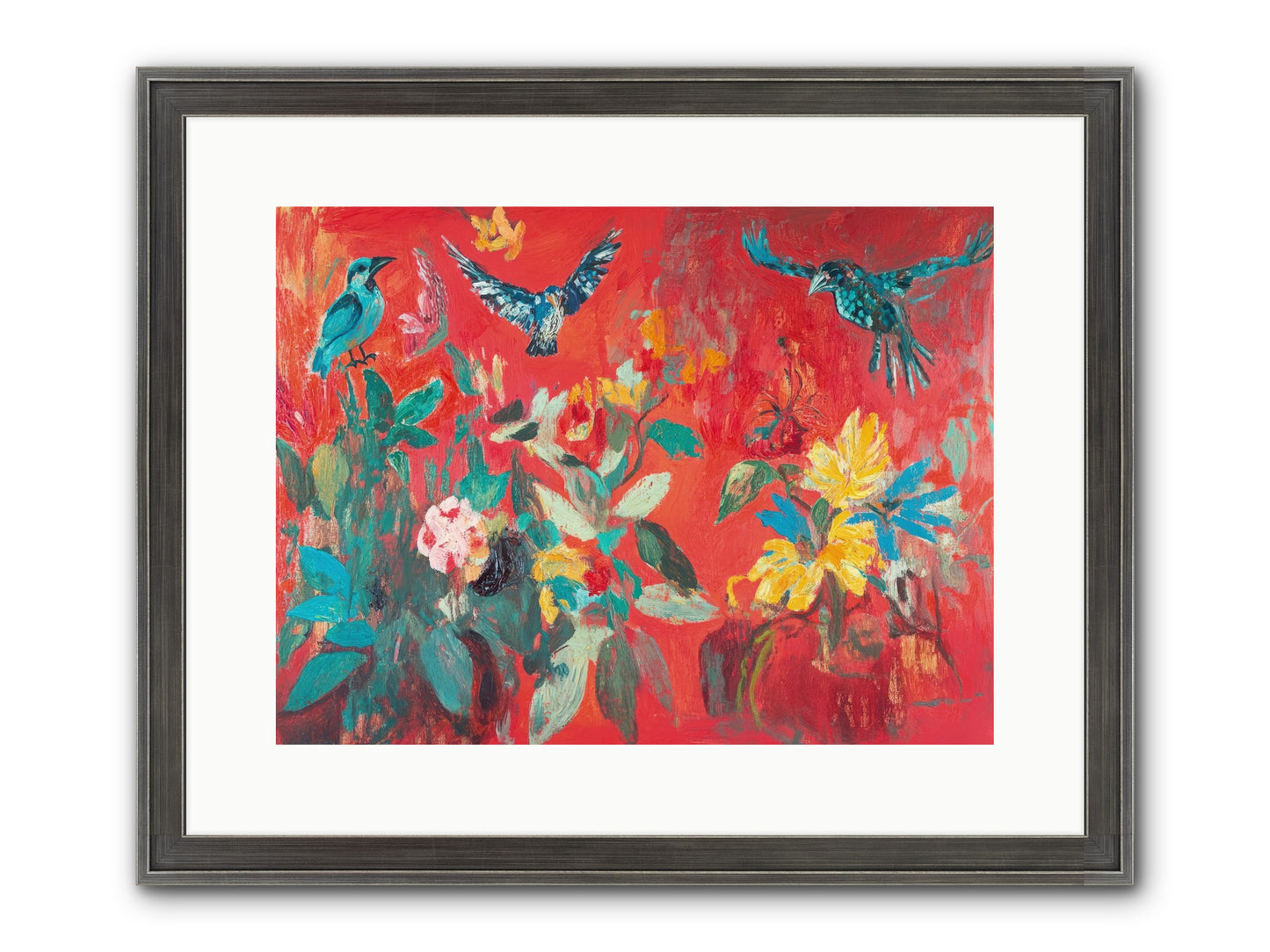 Wing & Bloom Framed Print - Slimwoods Black/Silver 16x12