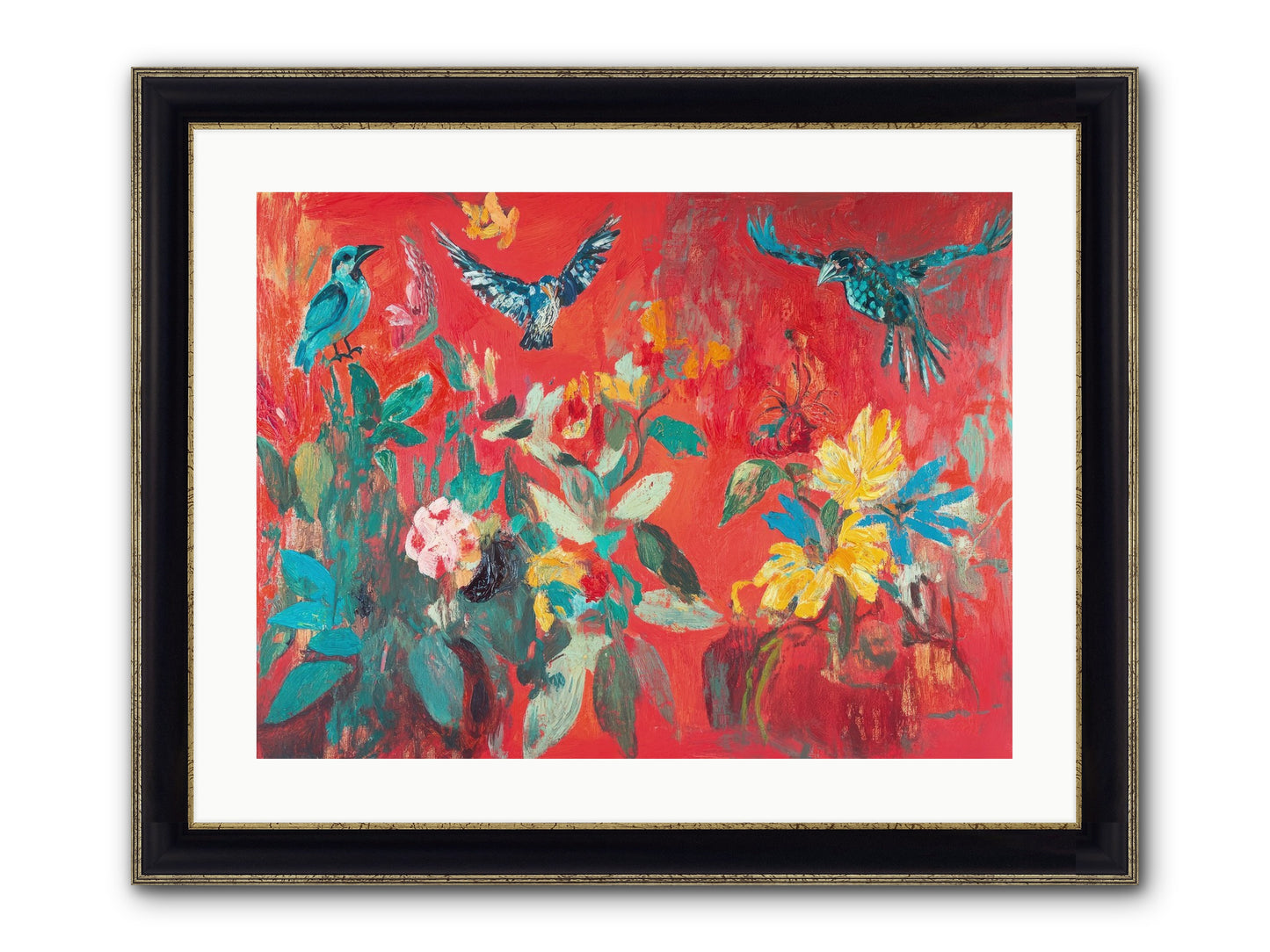 Wing & Bloom Framed Print - Black & Gold 24x18