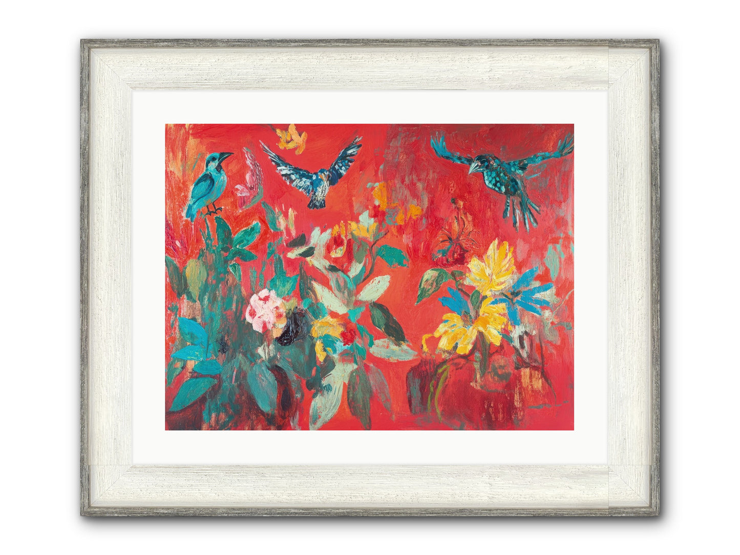 Wing & Bloom Framed Print - Driftwood White 24x18