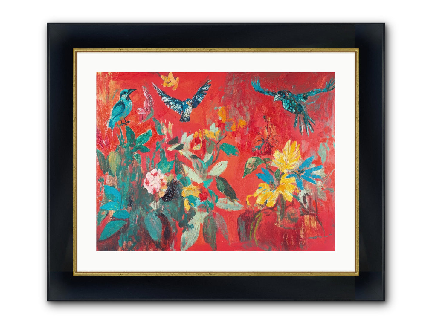 Wing & Bloom Framed Print - Wide Black w/Gold 24x18