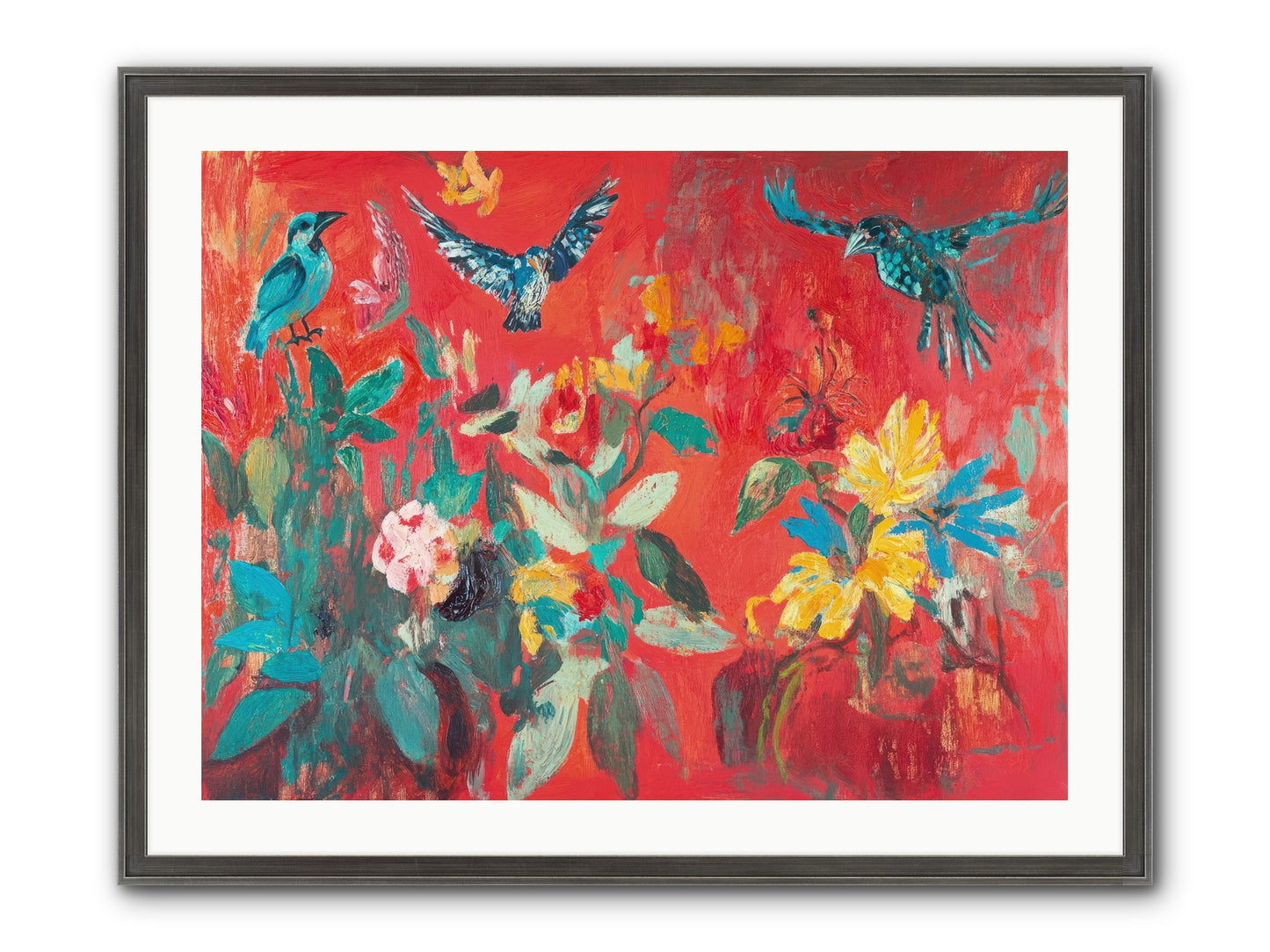Wing & Bloom Framed Print - Slimwoods Black/Silver 32x24