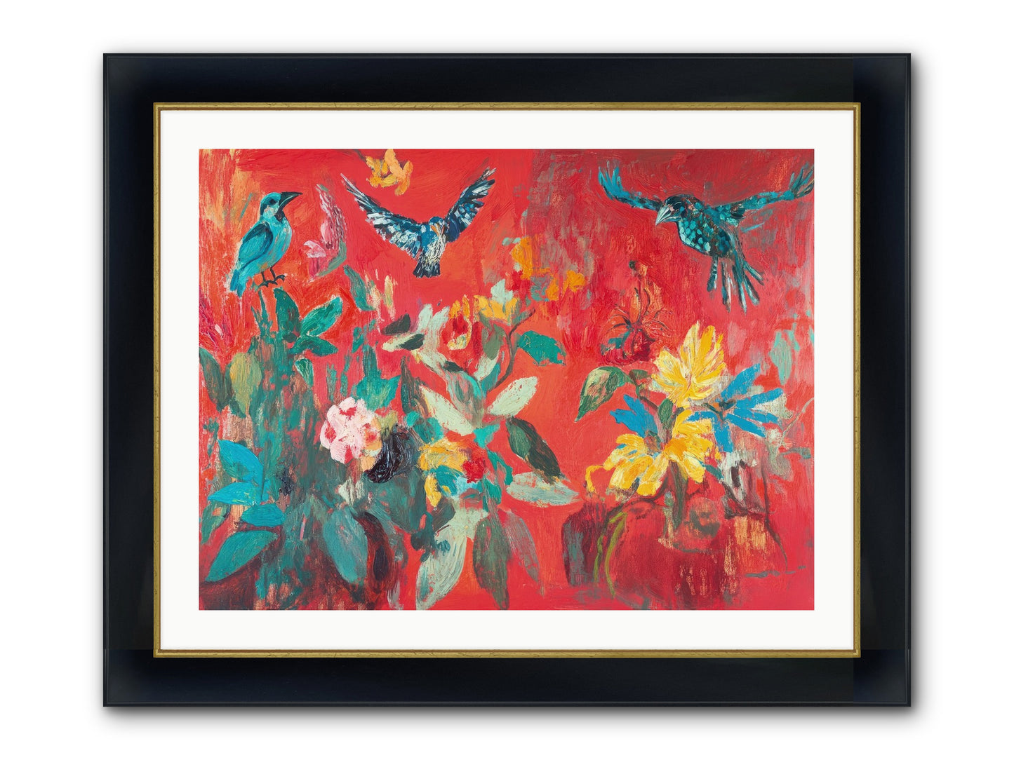 Wing & Bloom Framed Print - Wide Black w/Gold 32x24