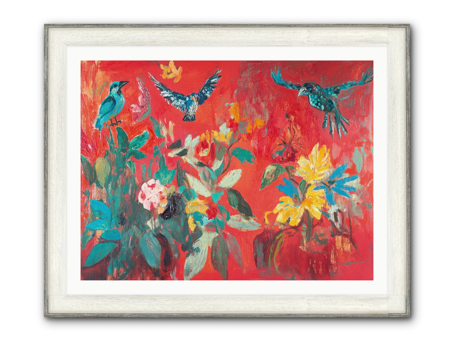 Wing & Bloom Framed Print - Driftwood White 40x30