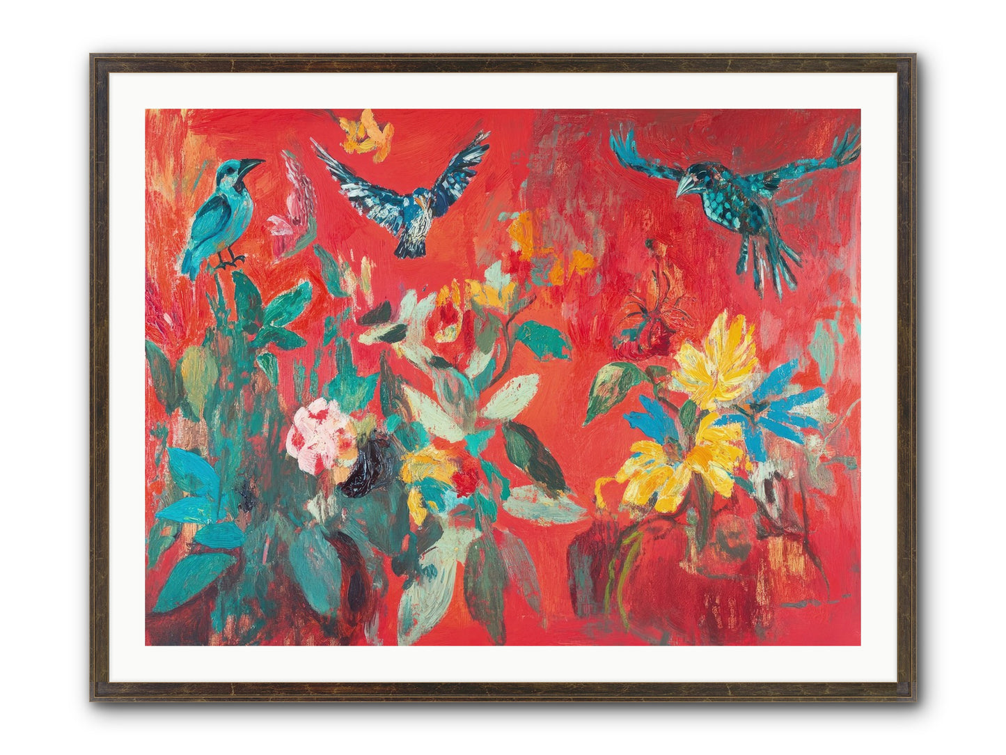 Wing & Bloom Framed Print - Slimwoods Black/Gold 40x30
