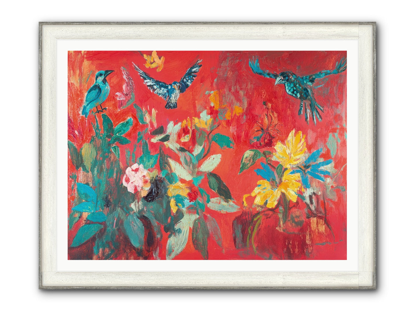 Wing & Bloom Framed Print - Driftwood White 48x36