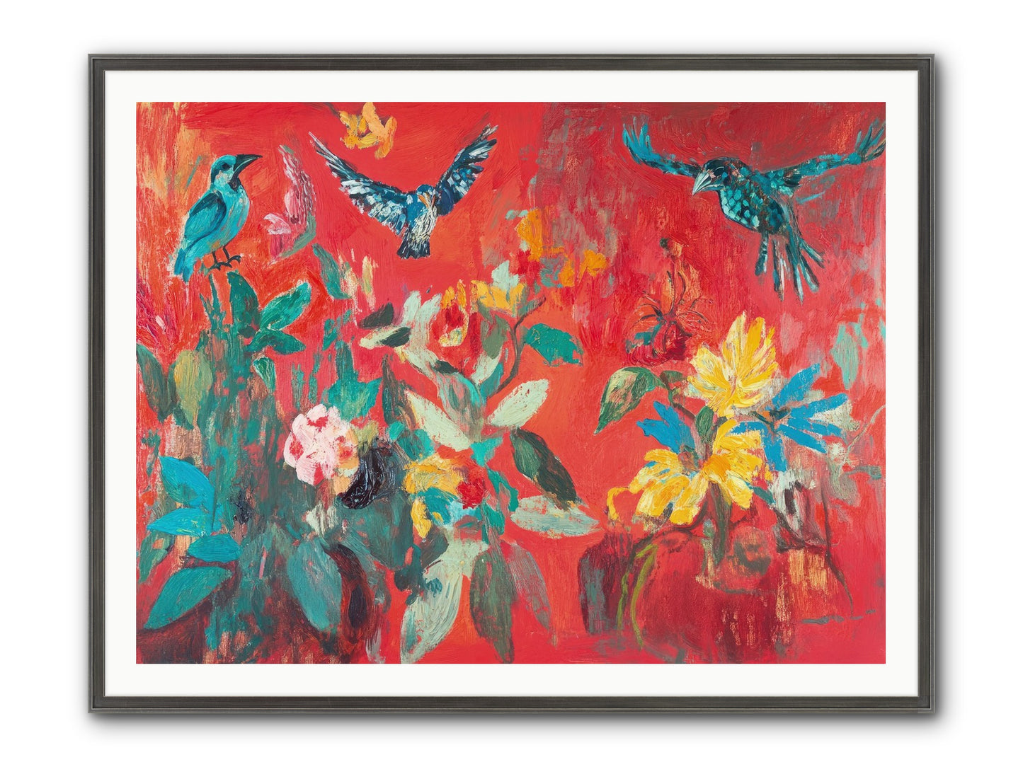 Wing & Bloom Framed Print - Slimwoods Black/Silver 48x36
