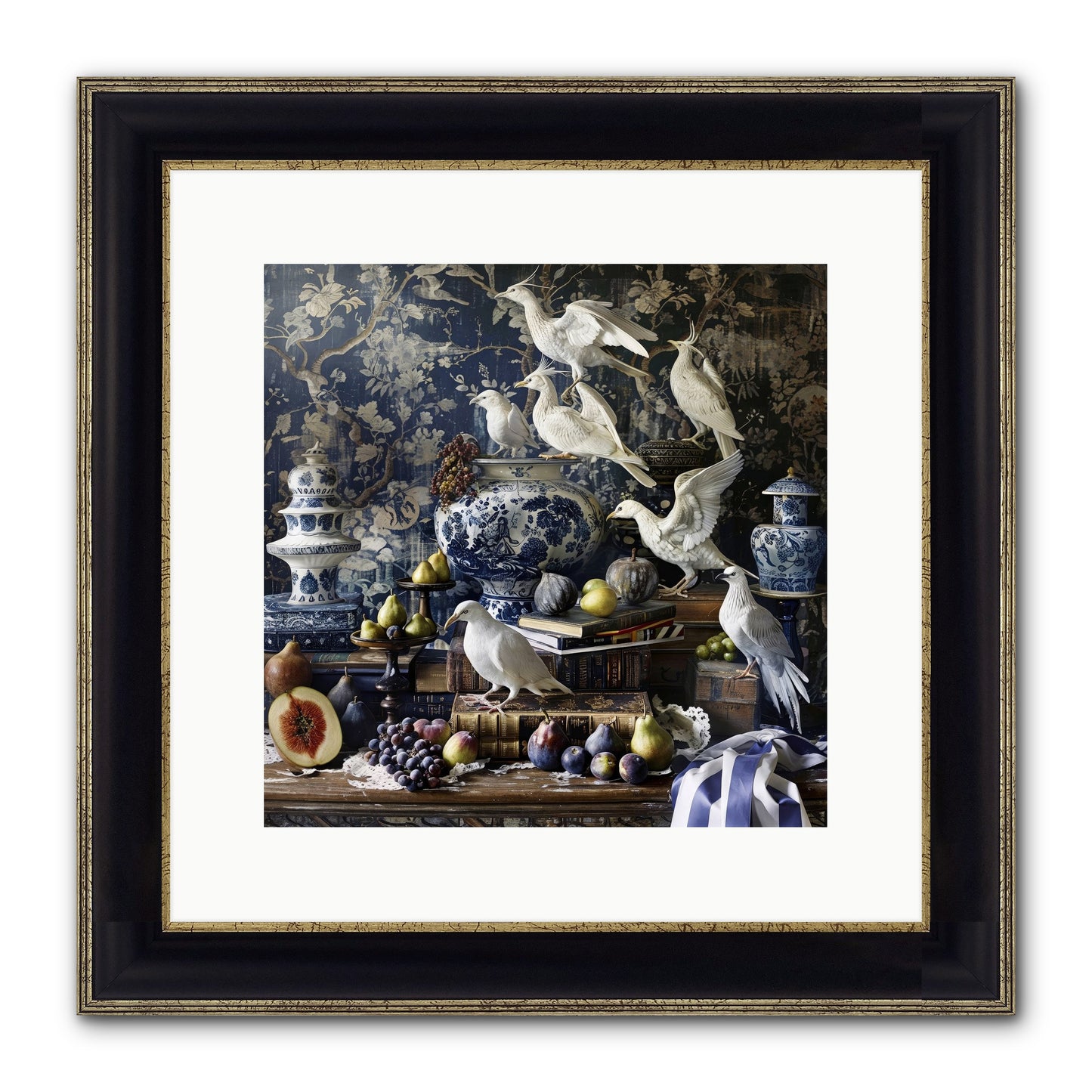 Wingèd Whispers Of Arcadia Framed Print - Black & Gold 12x12