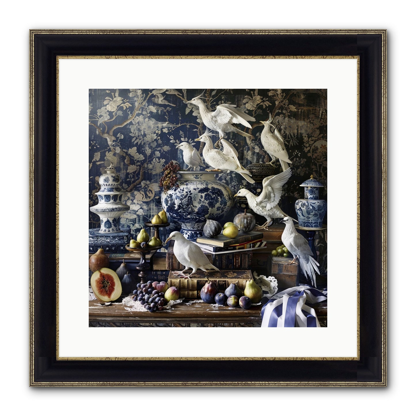 Wingèd Whispers Of Arcadia Framed Print - Black & Gold 16x16