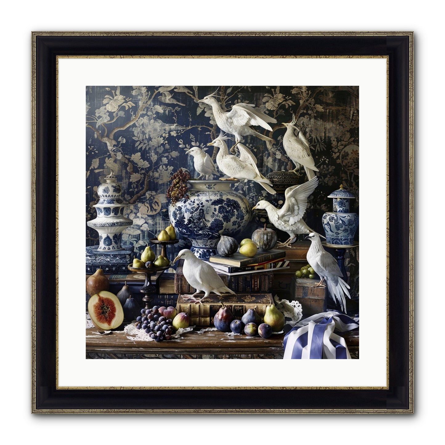Wingèd Whispers Of Arcadia Framed Print - Black & Gold 20x20