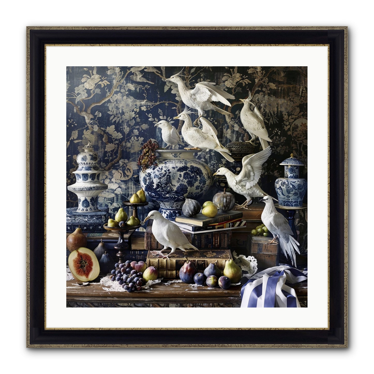 Wingèd Whispers Of Arcadia Framed Print - Black & Gold 24x24
