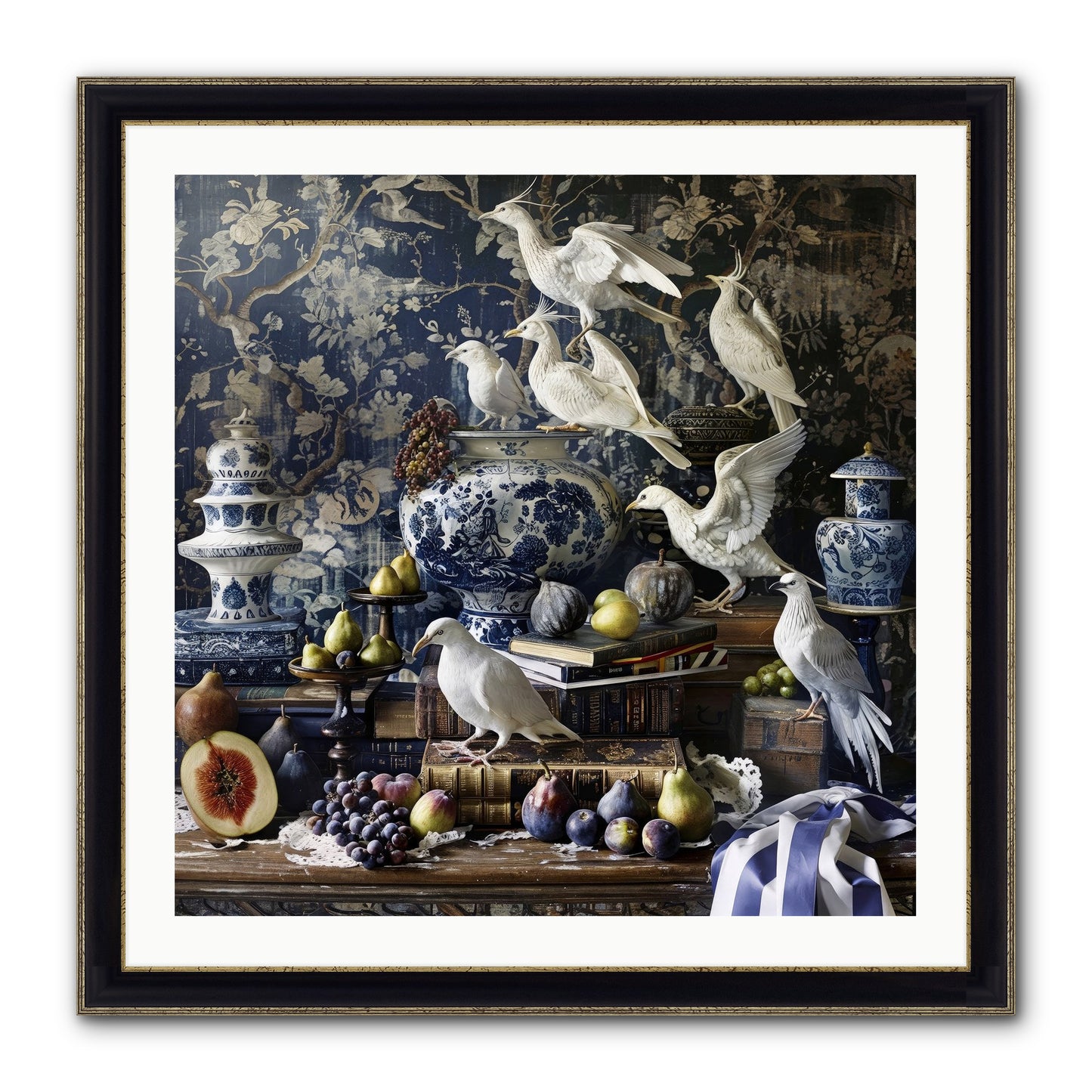 Wingèd Whispers Of Arcadia Framed Print - Black & Gold 30x30
