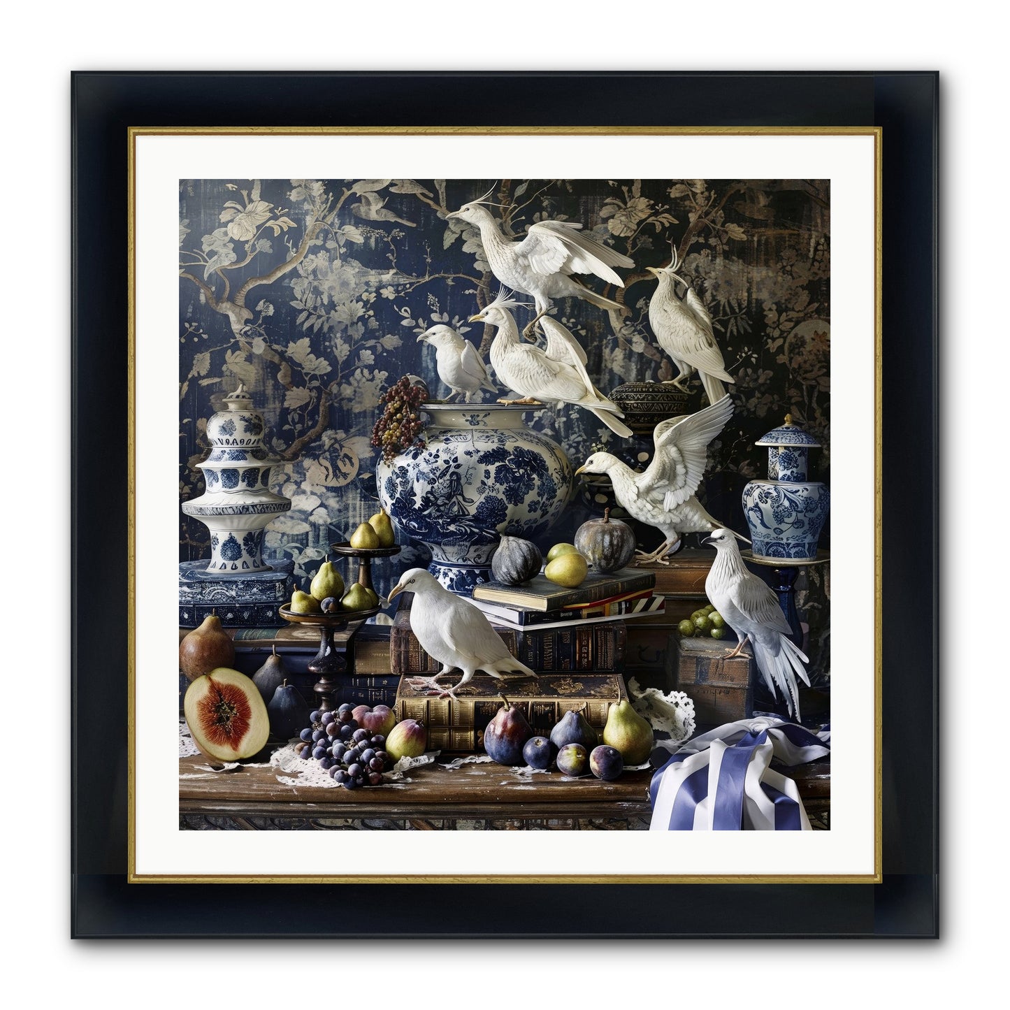 Wingèd Whispers Of Arcadia Framed Print - Wide Black w/Gold 30x30