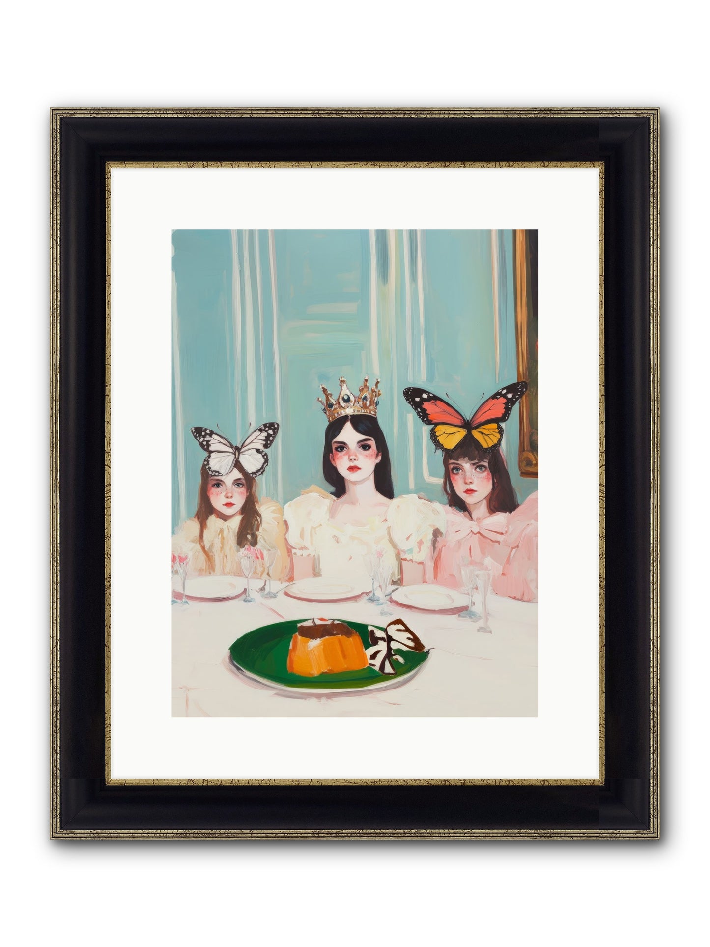Wing & Sugar Reign Framed Print - Black & Gold 12x16