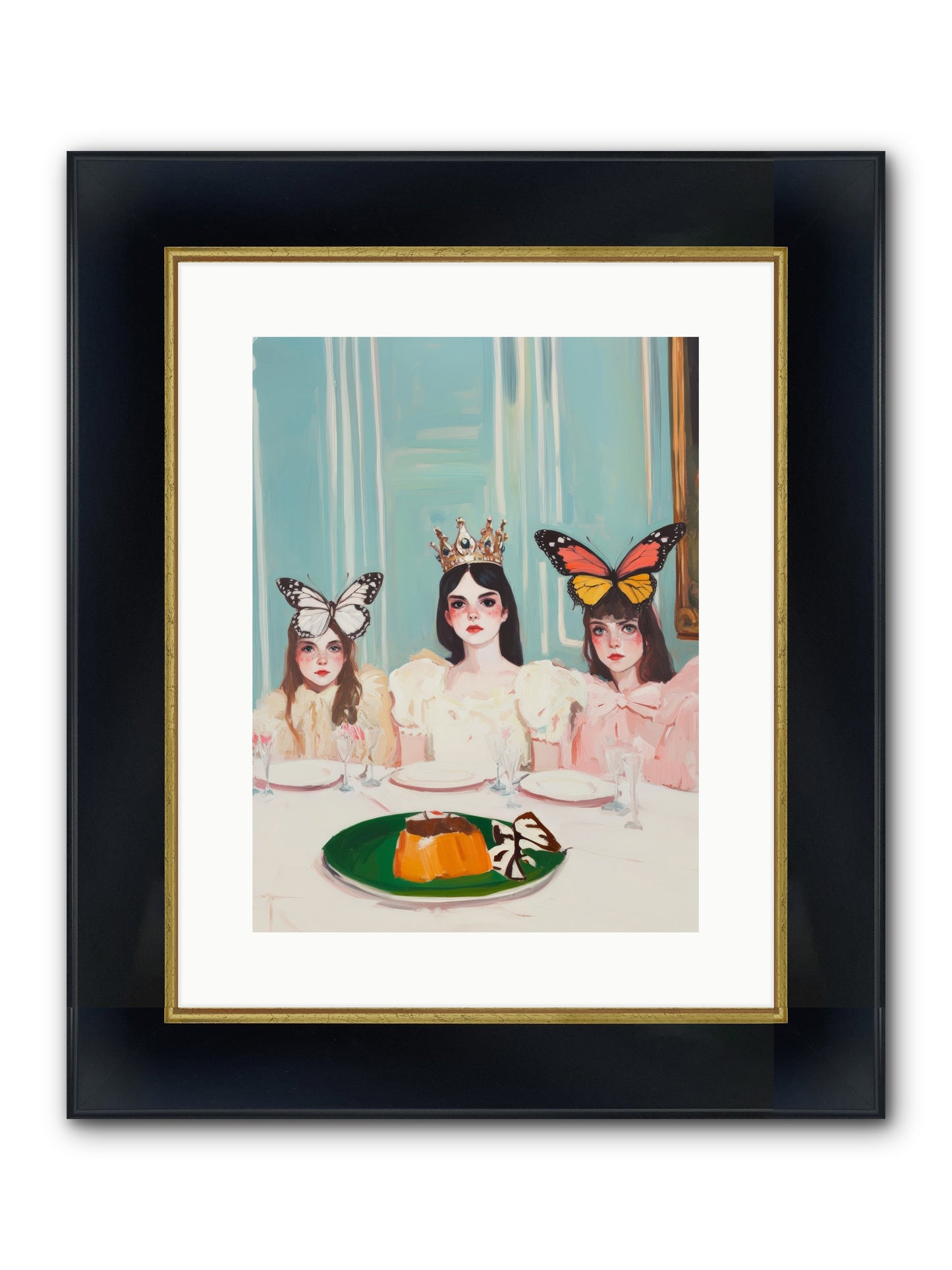 Wing & Sugar Reign Framed Print - Wide Black w/Gold 12x16