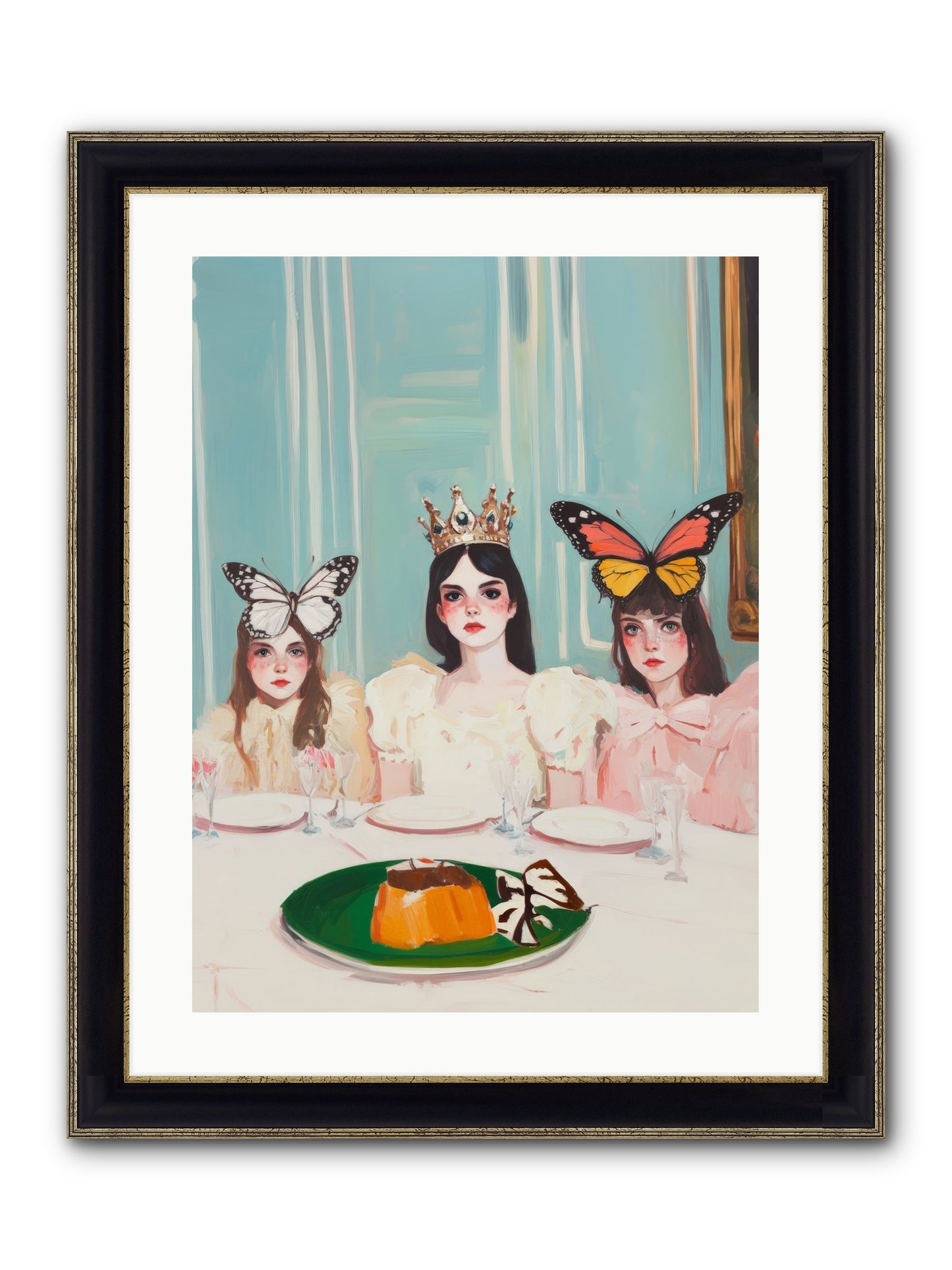 Wing & Sugar Reign Framed Print - Black & Gold 18x24