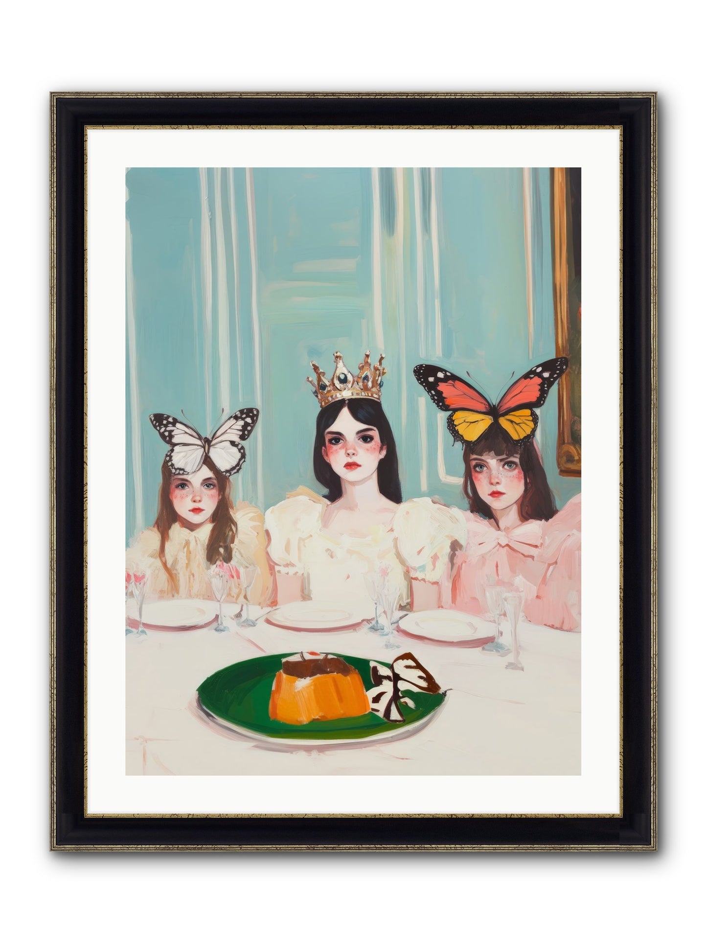 Wing & Sugar Reign Framed Print - Black & Gold 24x32