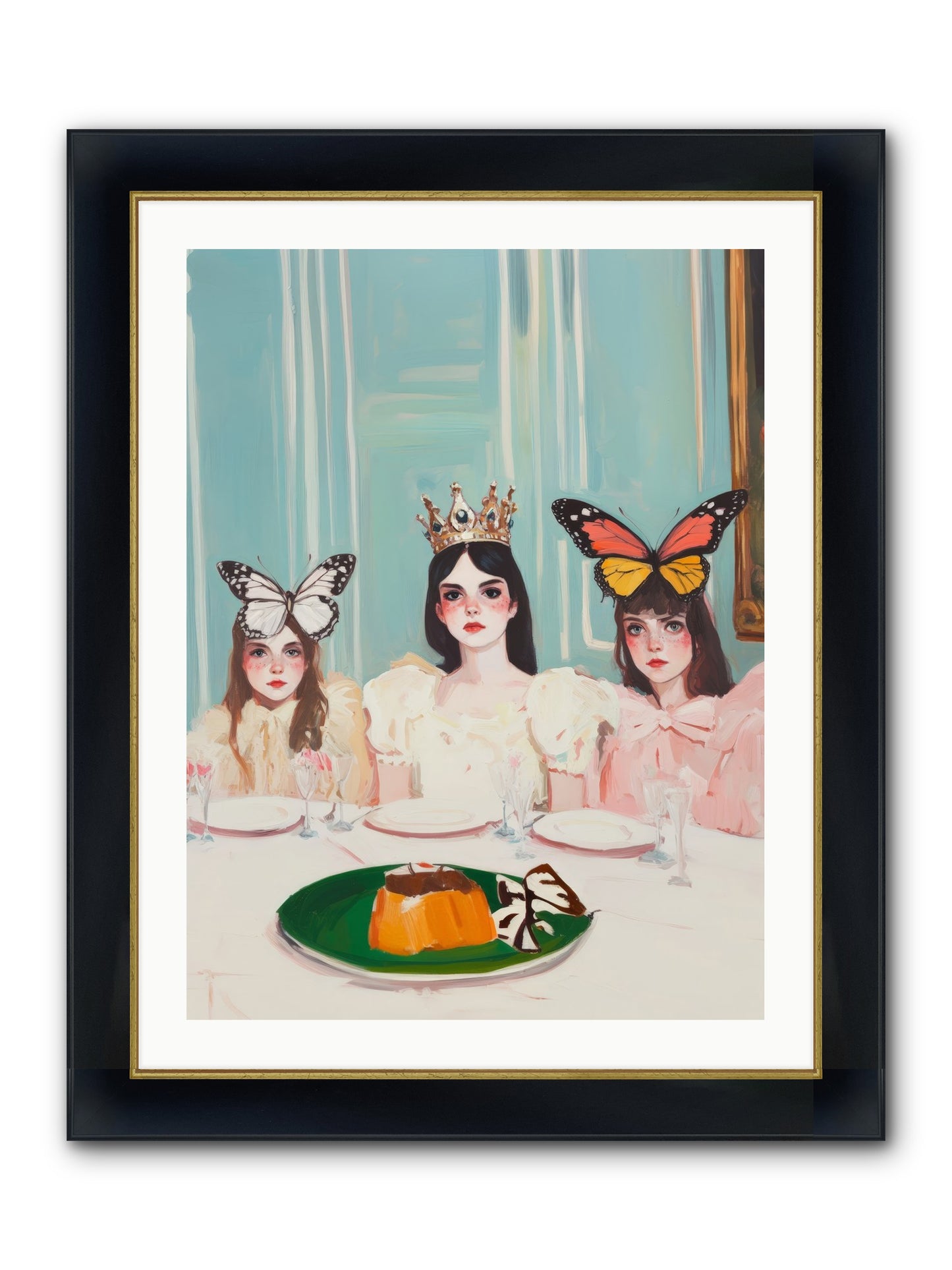 Wing & Sugar Reign Framed Print - Wide Black w/Gold 24x32