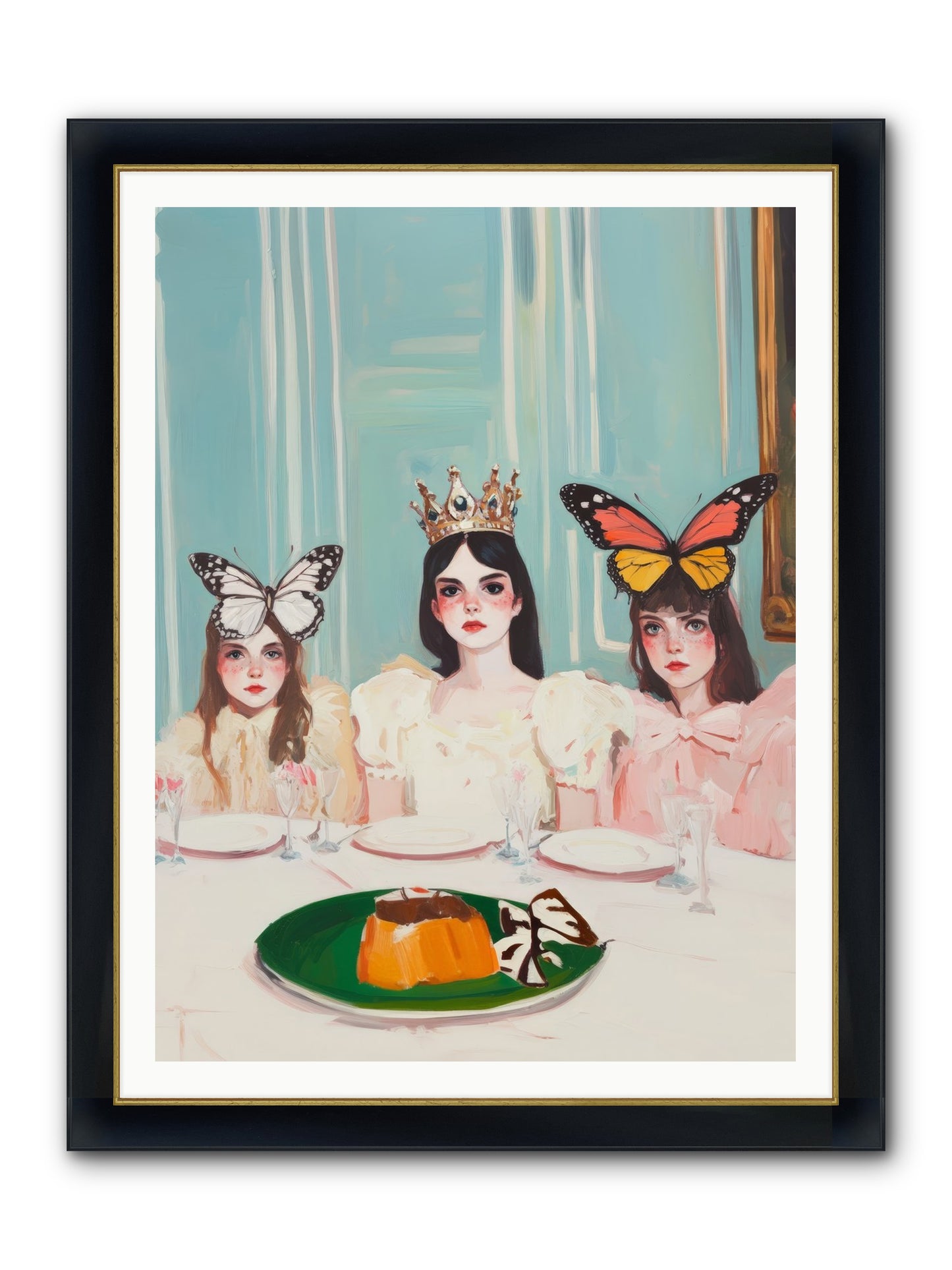 Wing & Sugar Reign Framed Print - Wide Black w/Gold 36x48