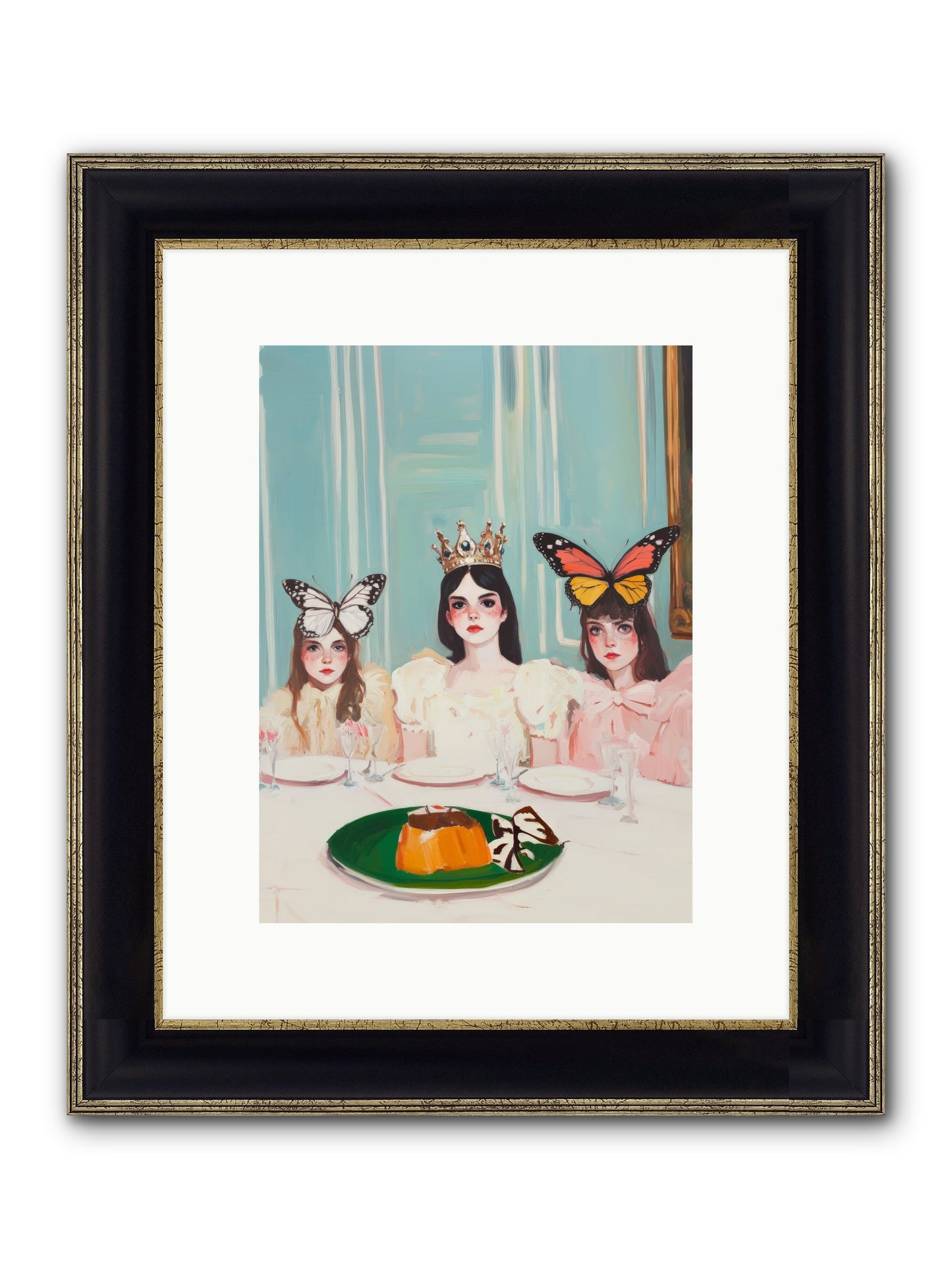 Wing & Sugar Reign Framed Print - Black & Gold 9x12