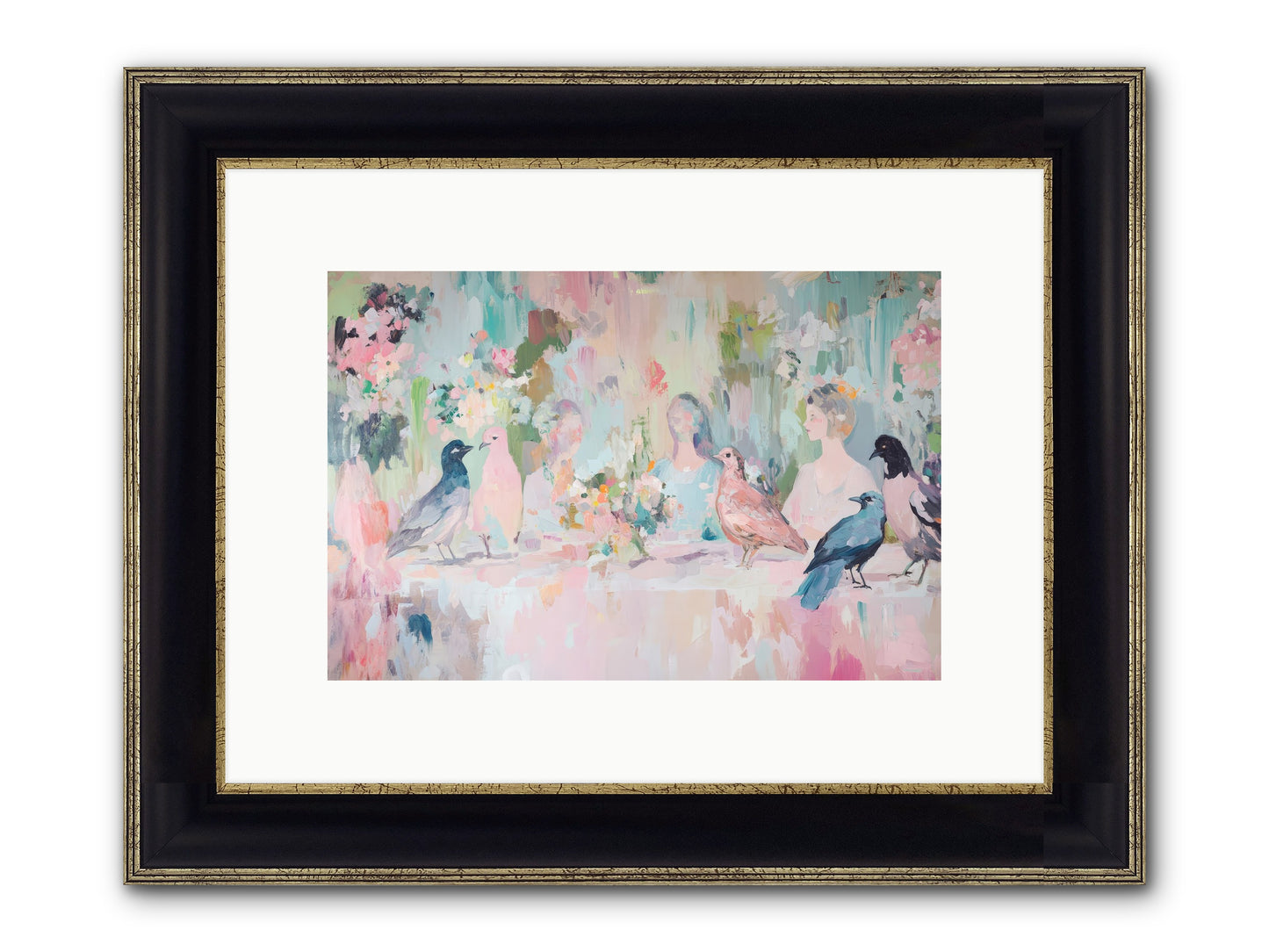 Winged Songs Framed Print - Black & Gold 12x8