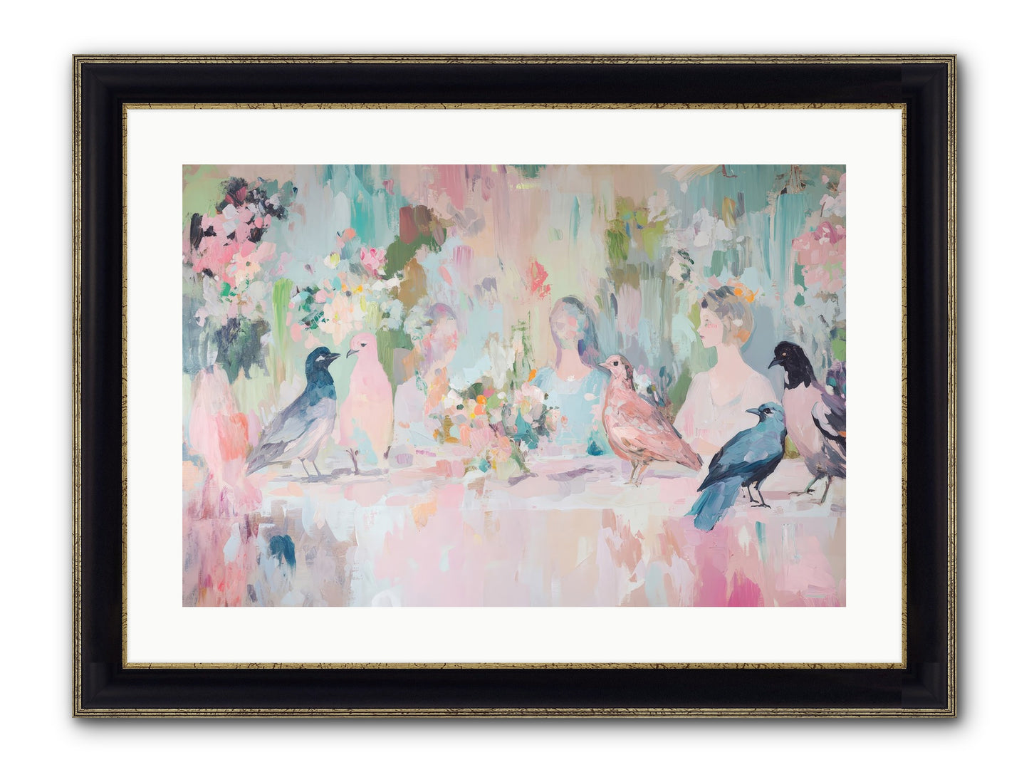 Winged Songs Framed Print - Black & Gold 24x16