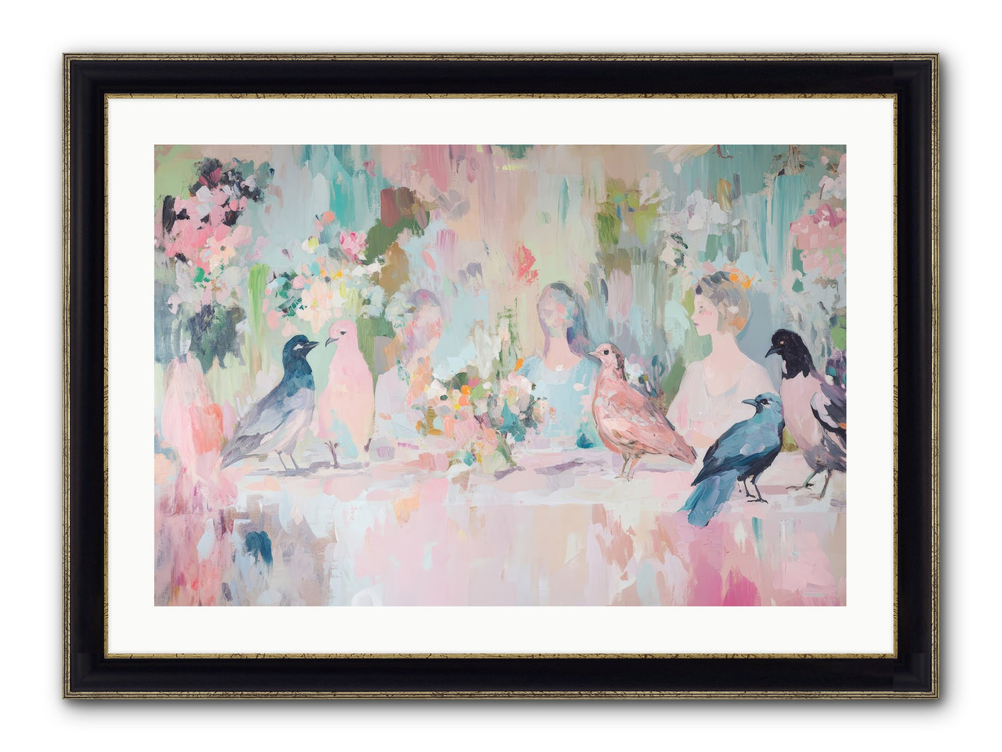 Winged Songs Framed Print - Black & Gold 30x20