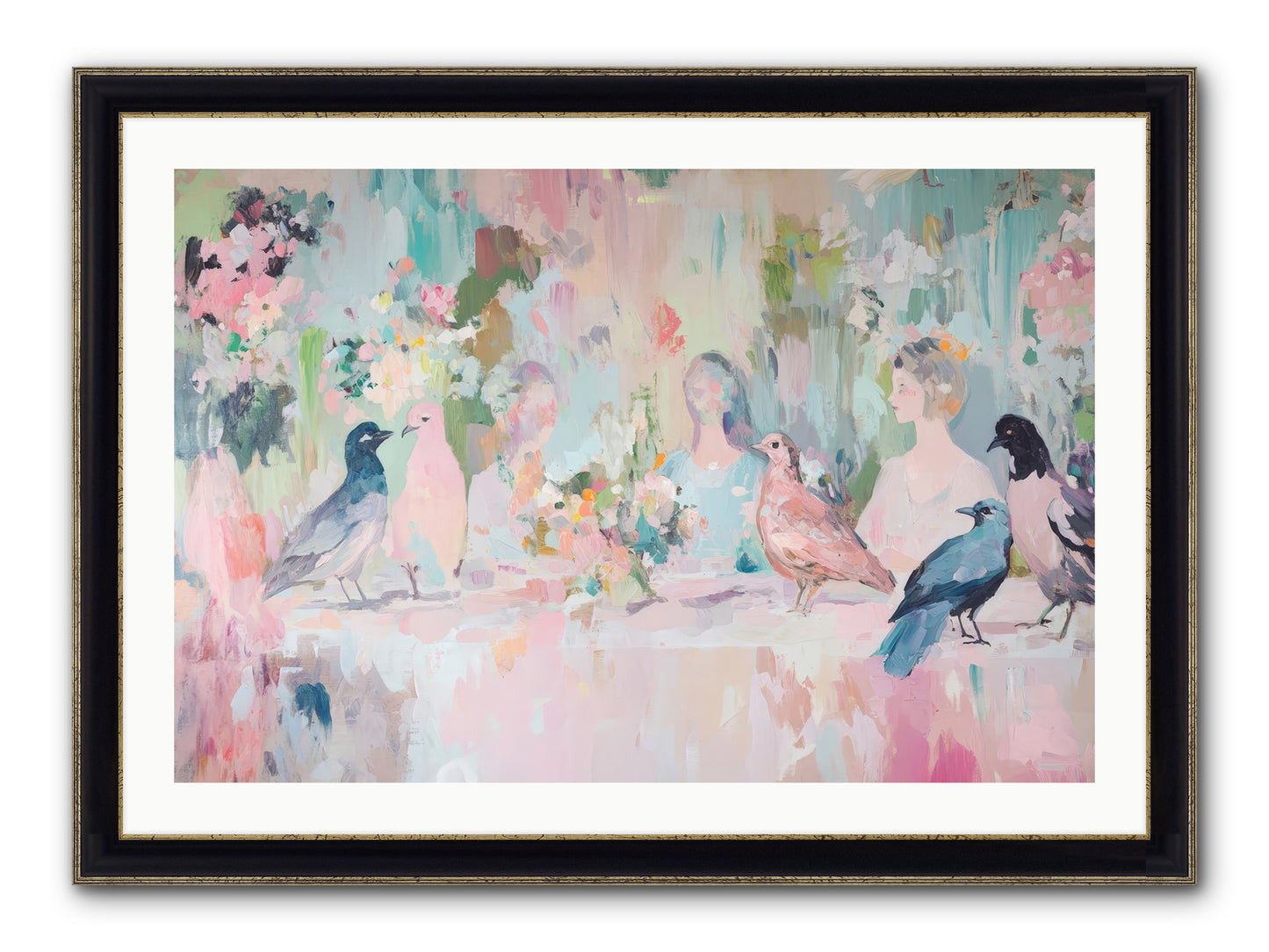 Winged Songs Framed Print - Black & Gold 36x24