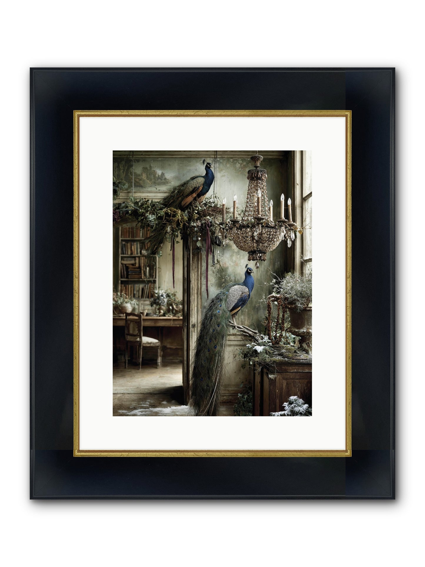 Wings & Wishes Assembly Framed Print - Wide Black w/Gold 12x16