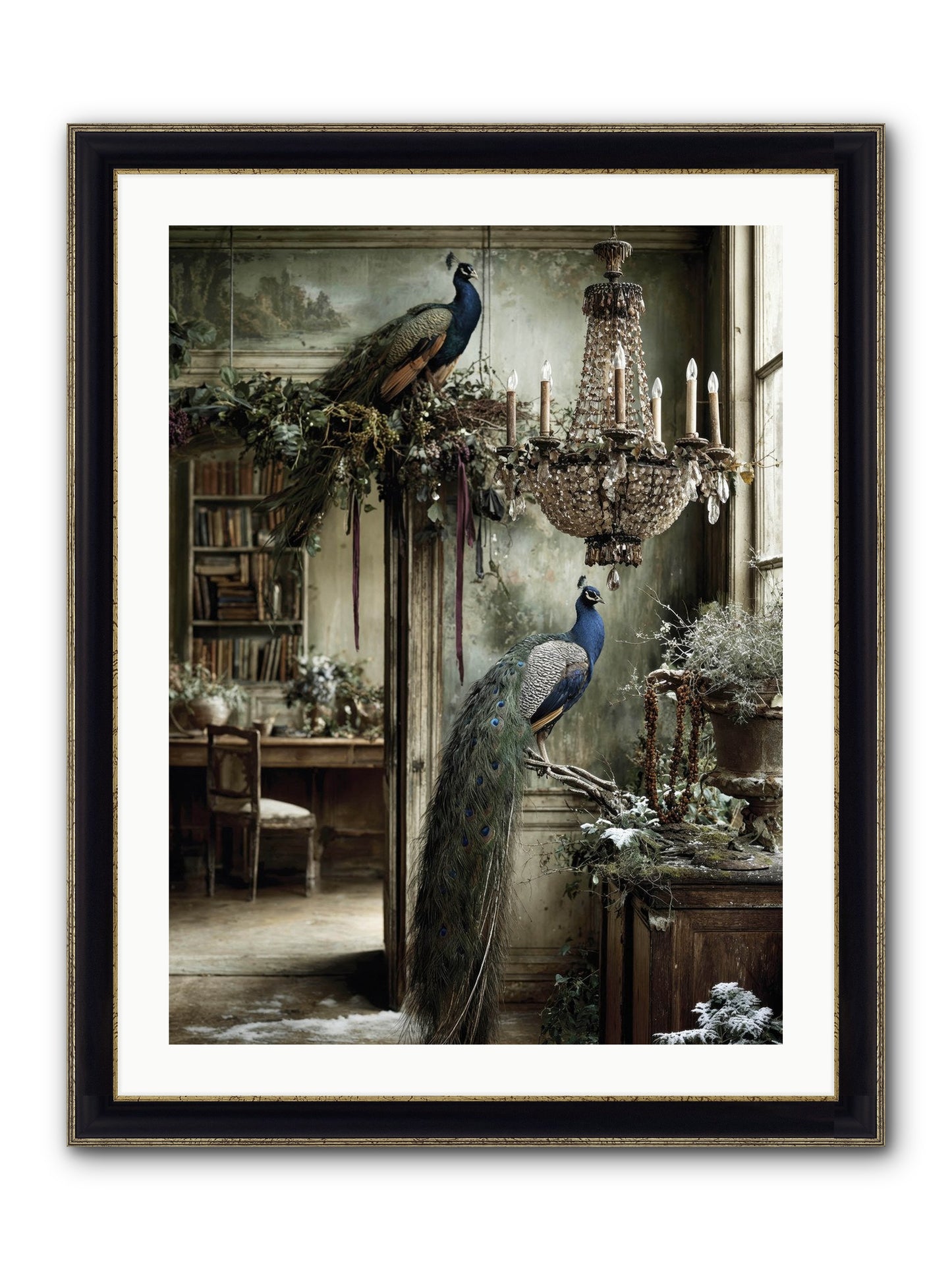Wings & Wishes Assembly Framed Print - Black & Gold 24x32