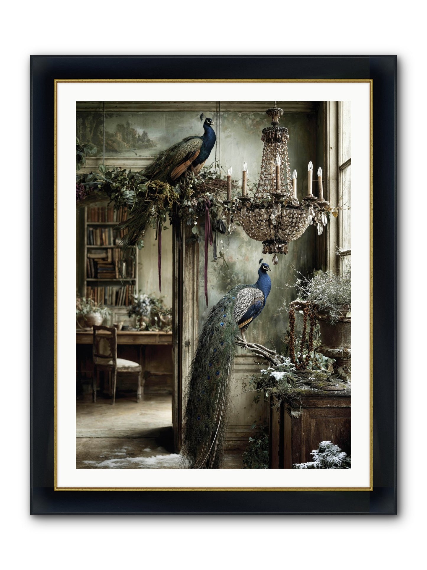 Wings & Wishes Assembly Framed Print - Wide Black w/Gold 30x40