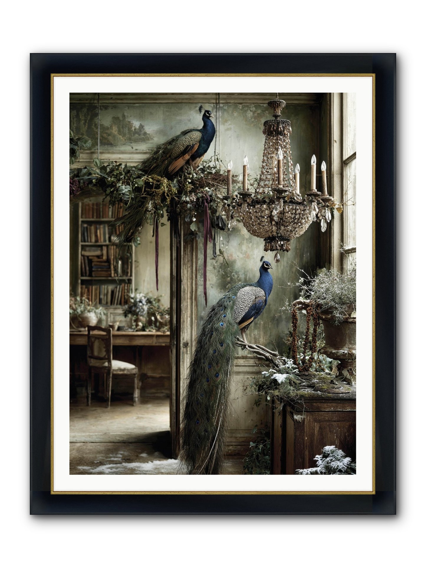 Wings & Wishes Assembly Framed Print - Wide Black w/Gold 36x48
