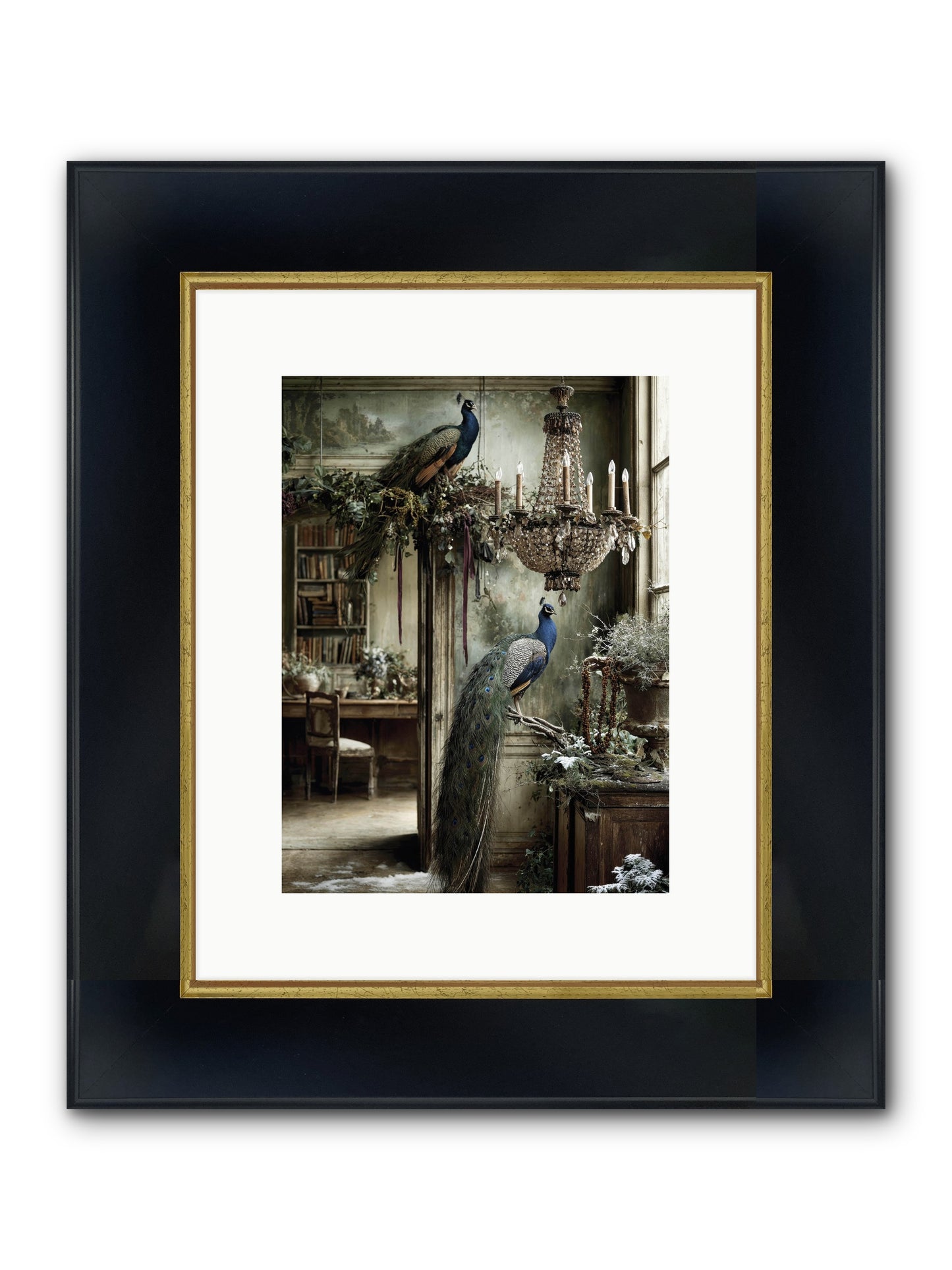 Wings & Wishes Assembly Framed Print - Wide Black w/Gold 9x12