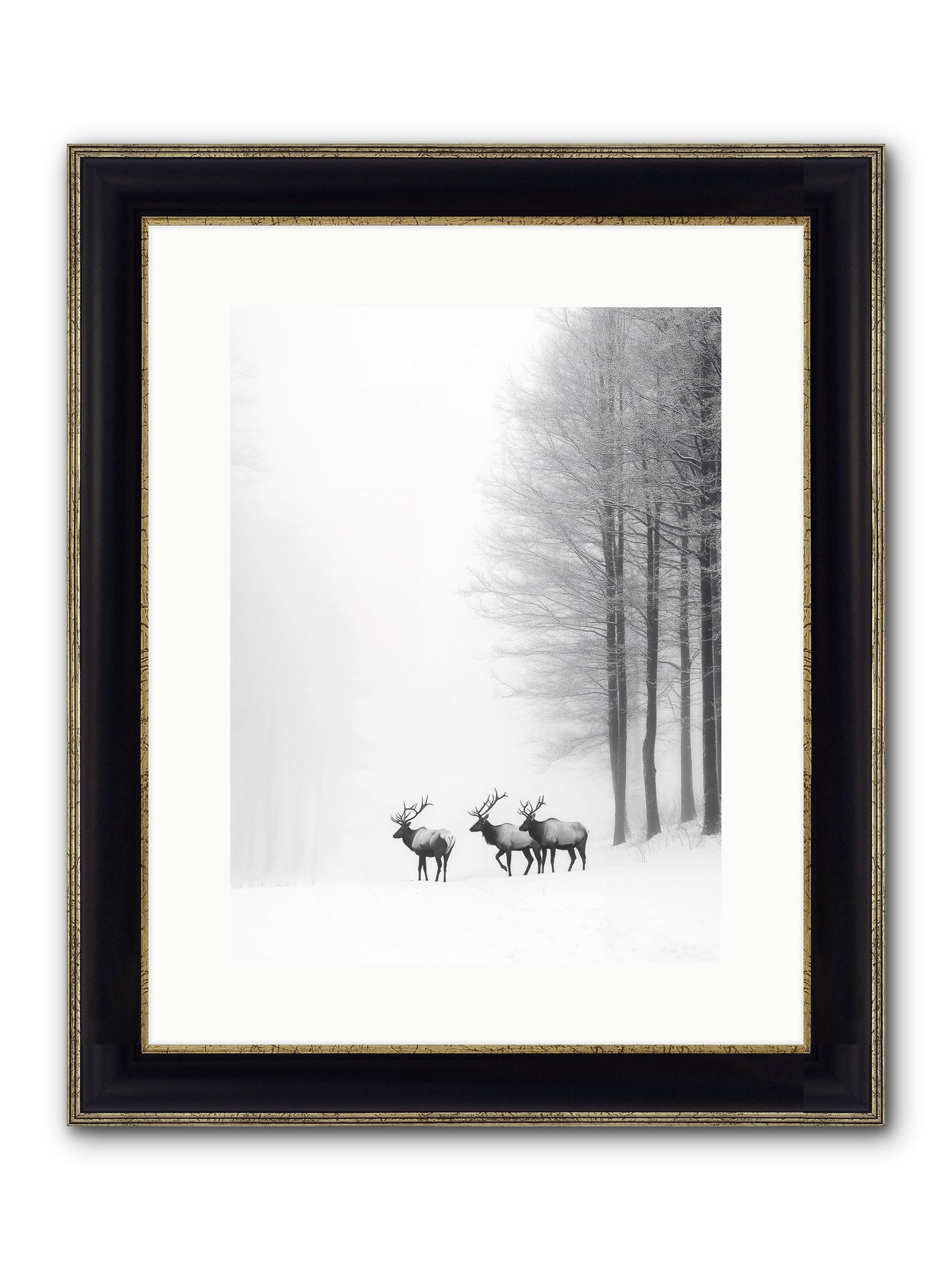 Winter's Grace Framed Print - Black & Gold 12x16