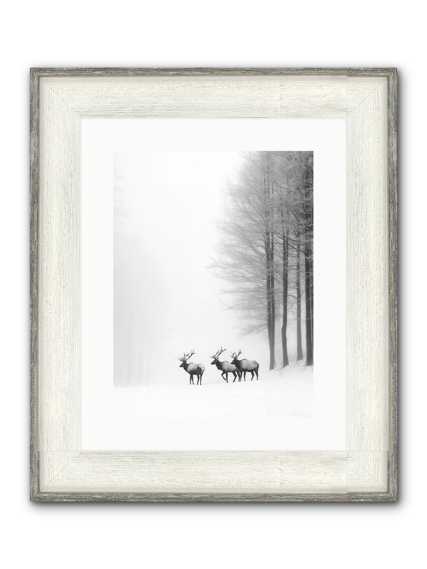 Winter's Grace Framed Print - Driftwood White 12x16