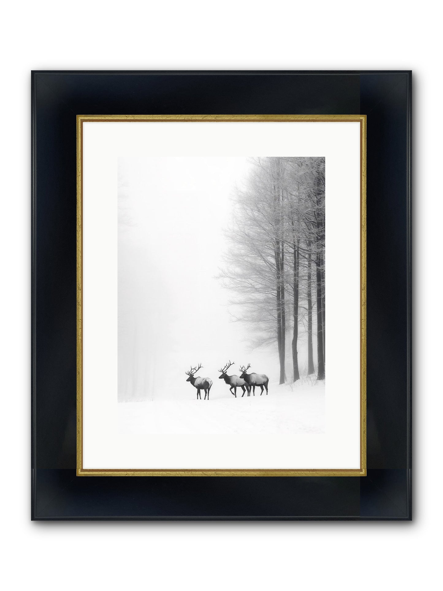 Winter's Grace Framed Print - Wide Black w/Gold 12x16
