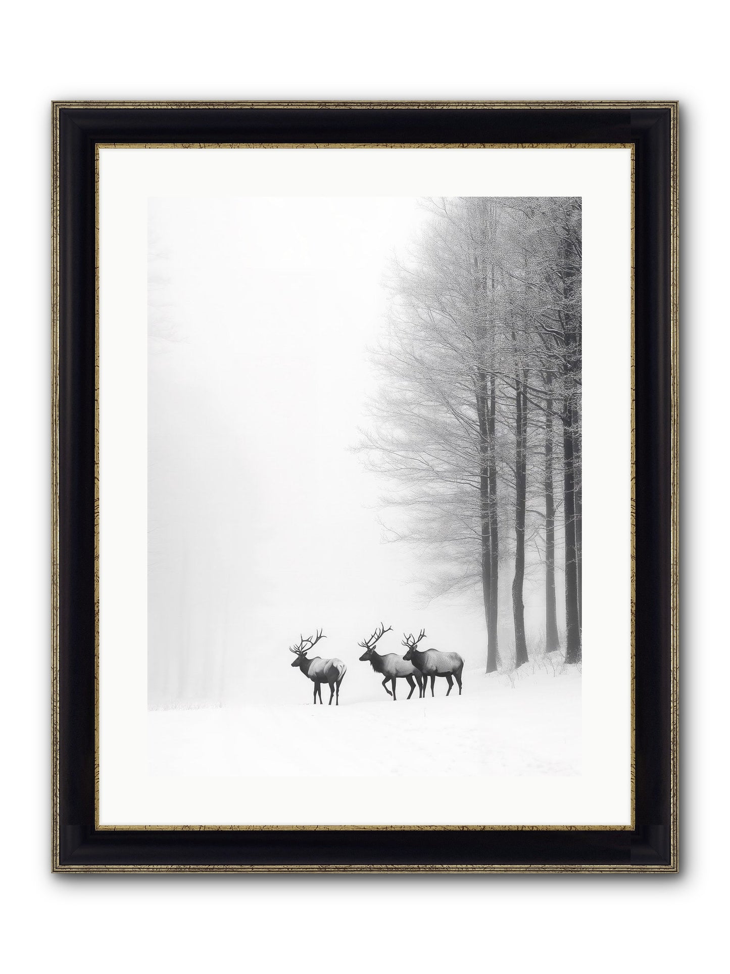 Winter's Grace Framed Print - Black & Gold 18x24