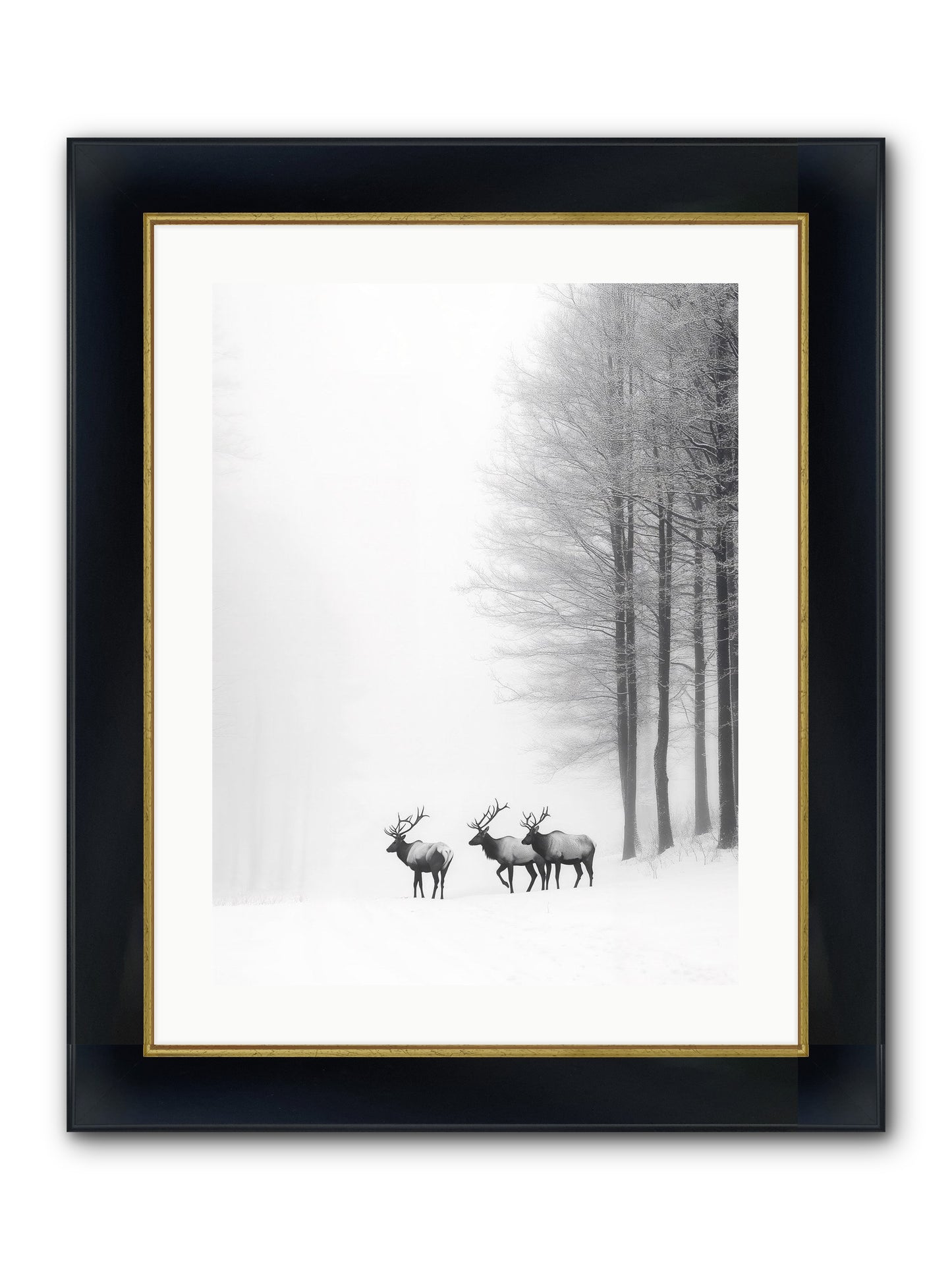 Winter's Grace Framed Print - Wide Black w/Gold 18x24