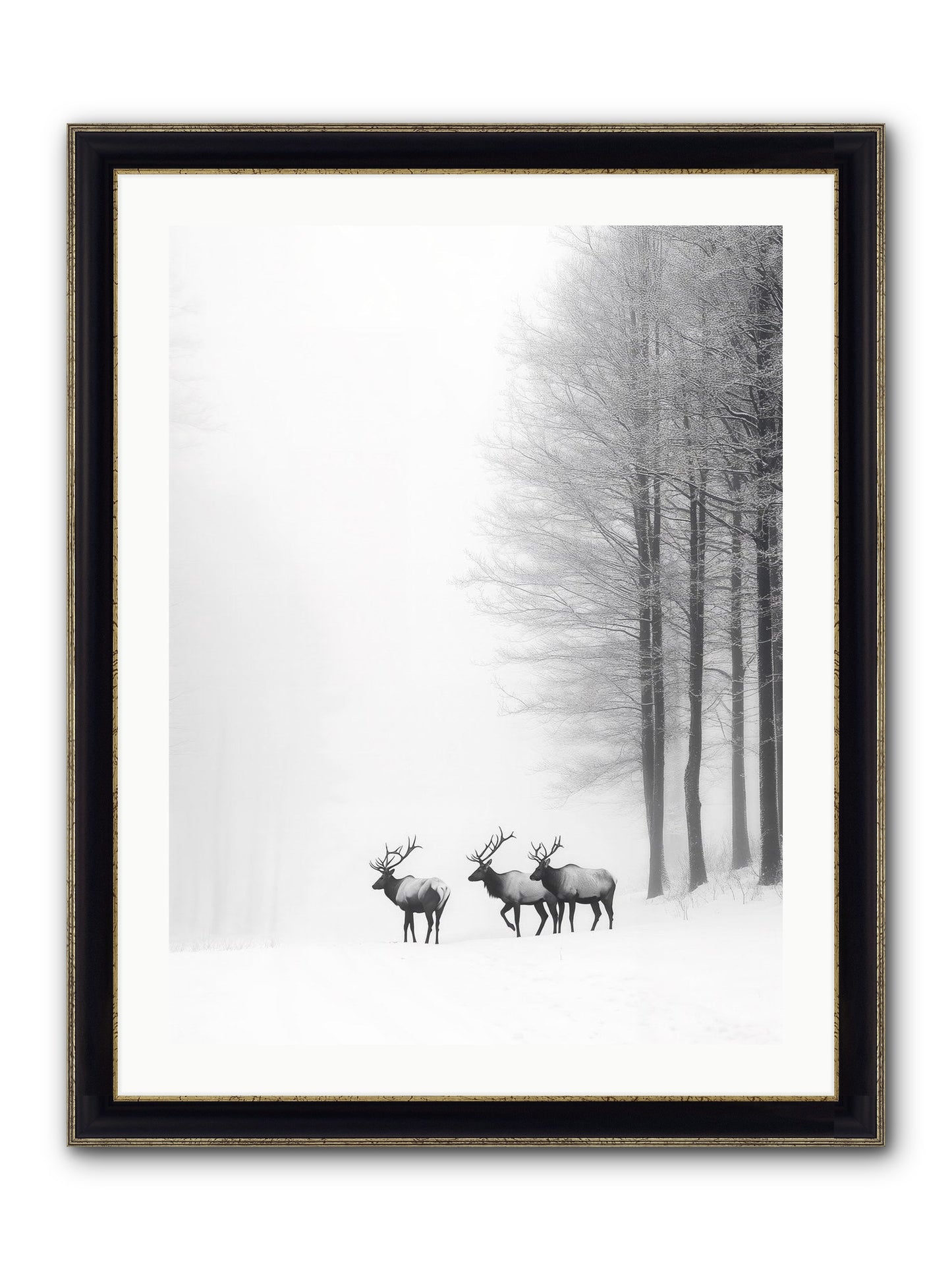 Winter's Grace Framed Print - Black & Gold 24x32