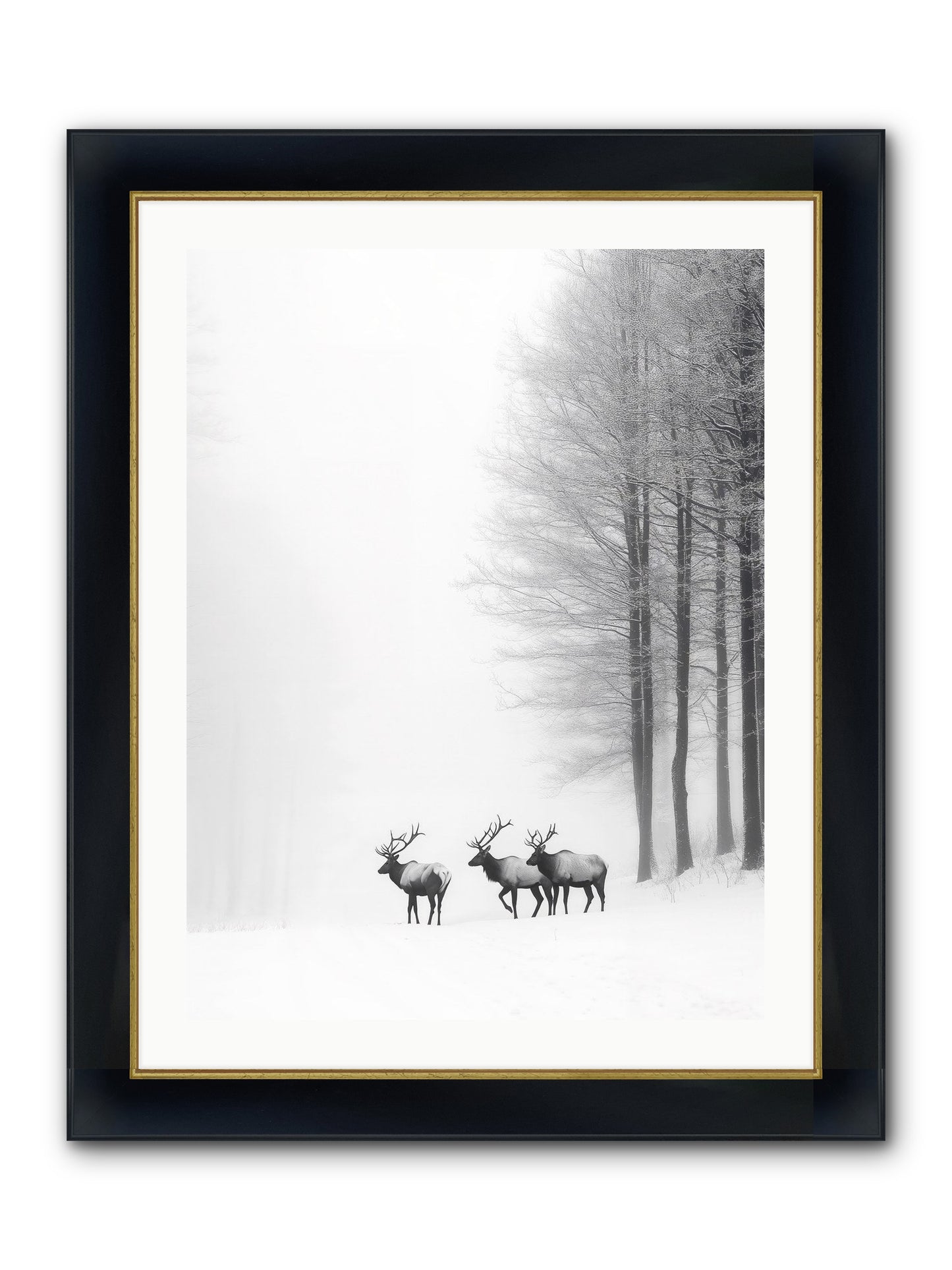 Winter's Grace Framed Print - Wide Black w/Gold 24x32