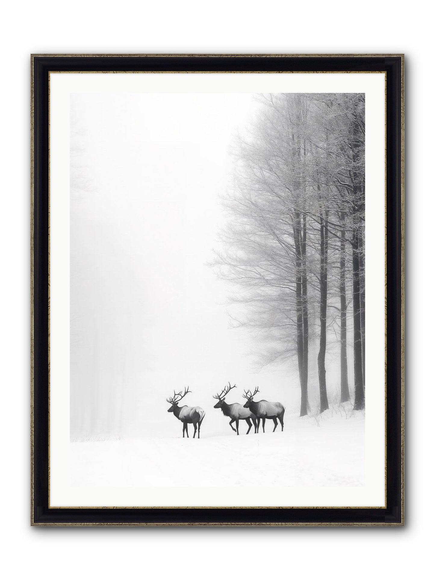 Winter's Grace Framed Print - Black & Gold 30x40